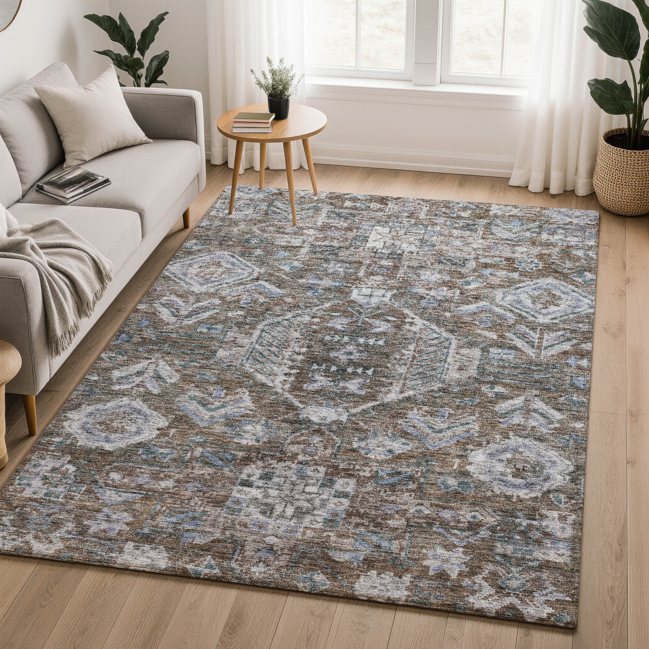 Hoi An Machine Washable Transitional Chocolate Brown Rug 3' x 5' #shape_Rectangle