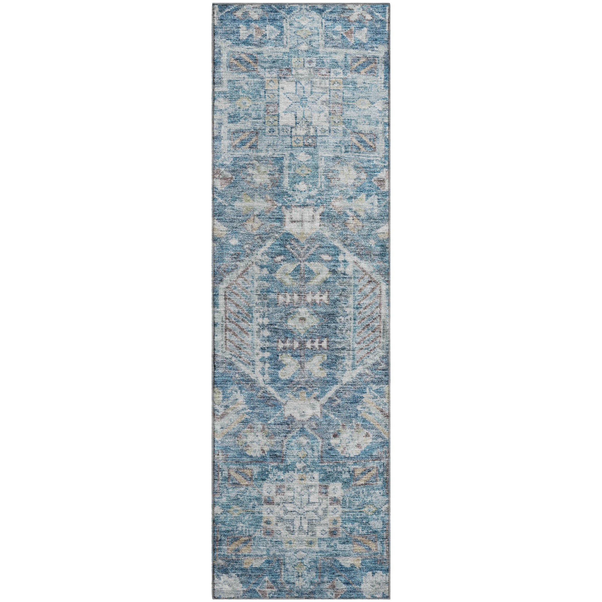Hoi An Machine Washable Transitional Denim Blue Rug 2'3" x 7'6" #shape_Runner
