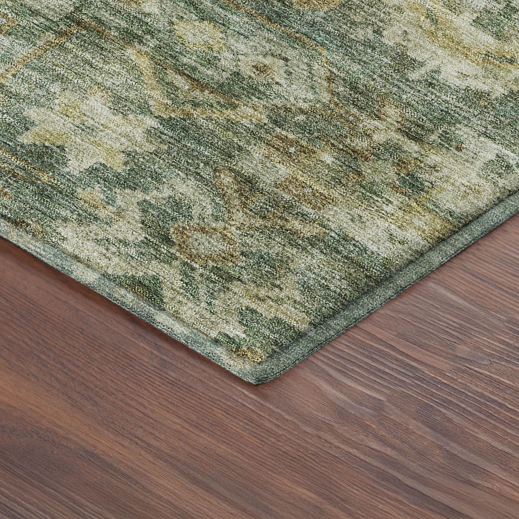 Hoi An Machine Washable Transitional Fern Green Rug 1'8" x 2'6" #shape_Rectangle