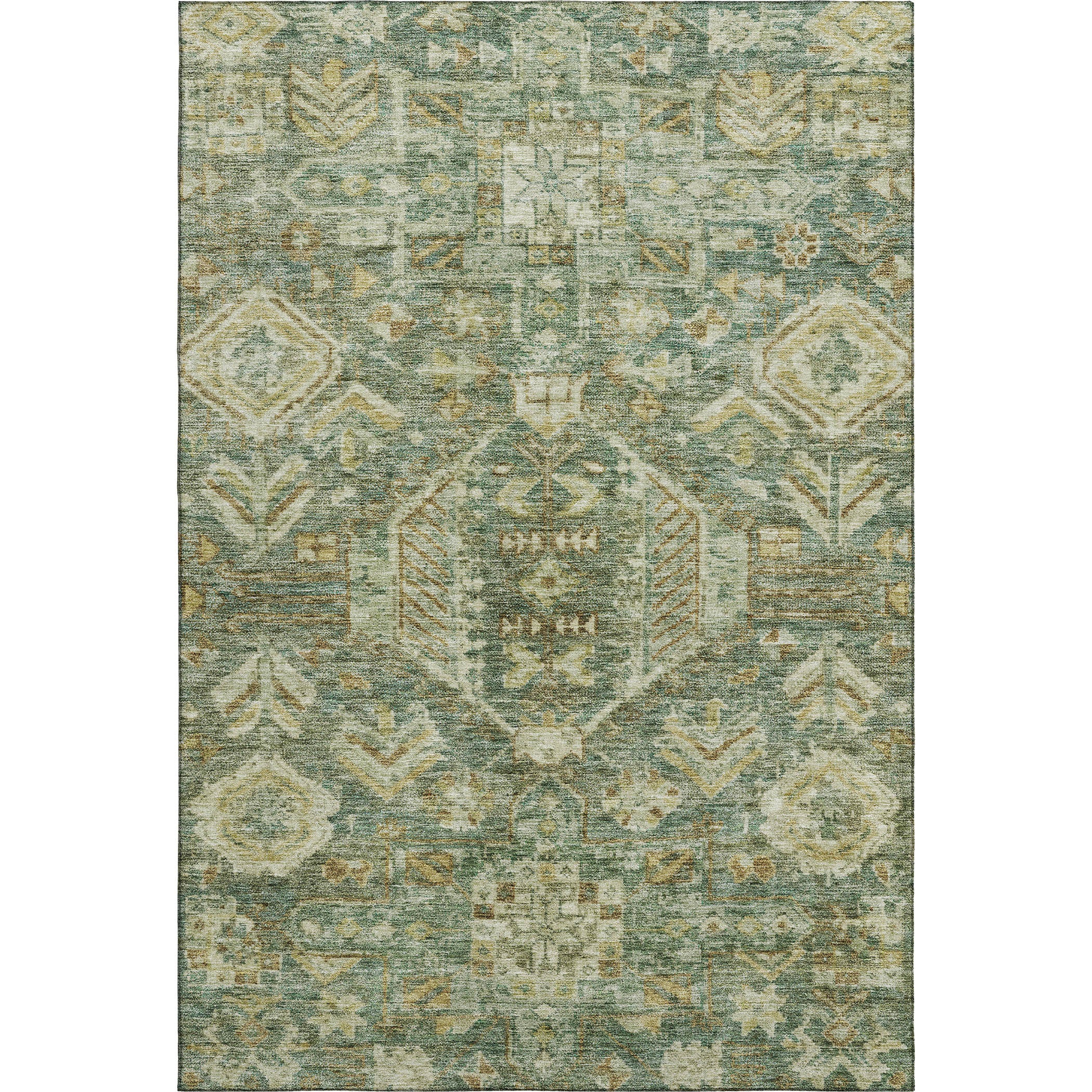 Hoi An Machine Washable Transitional Fern Green Rug 3' x 5' #shape_Rectangle
