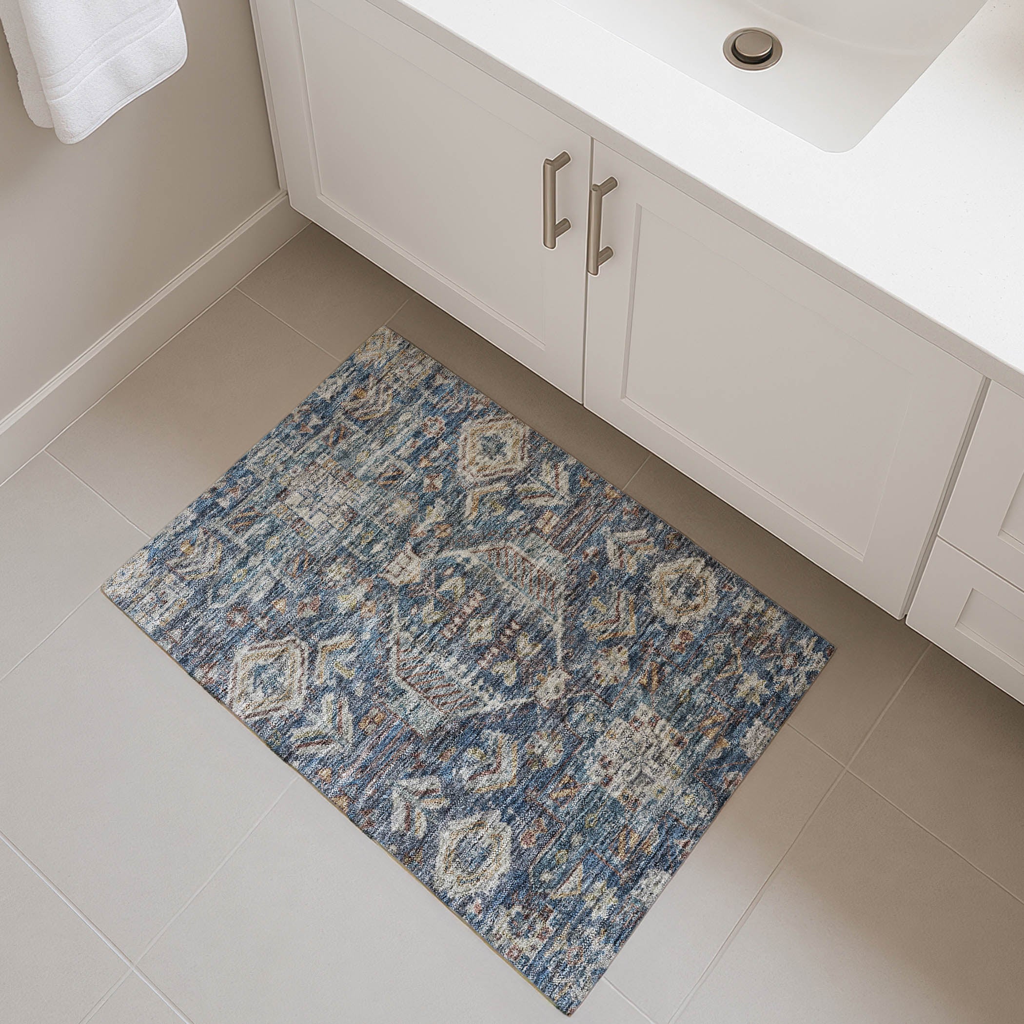 Hoi An Machine Washable Transitional Navy Blue Rug 1'8" x 2'6" #shape_Rectangle