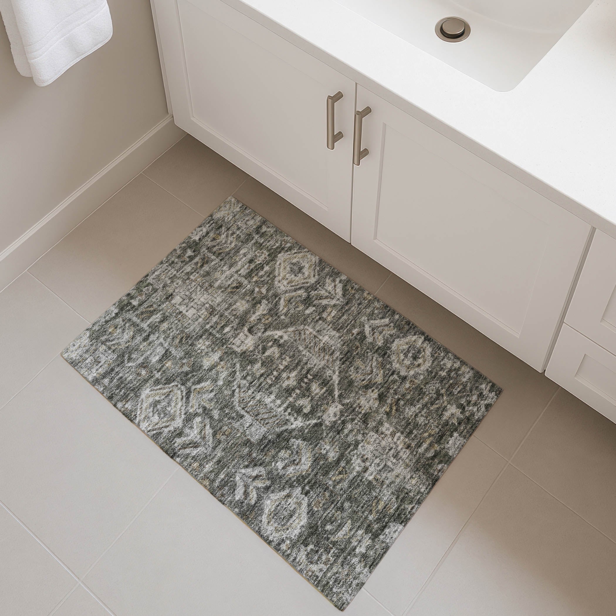 Hoi An Machine Washable Transitional Pewter Gray Rug 1'8" x 2'6" #shape_Rectangle