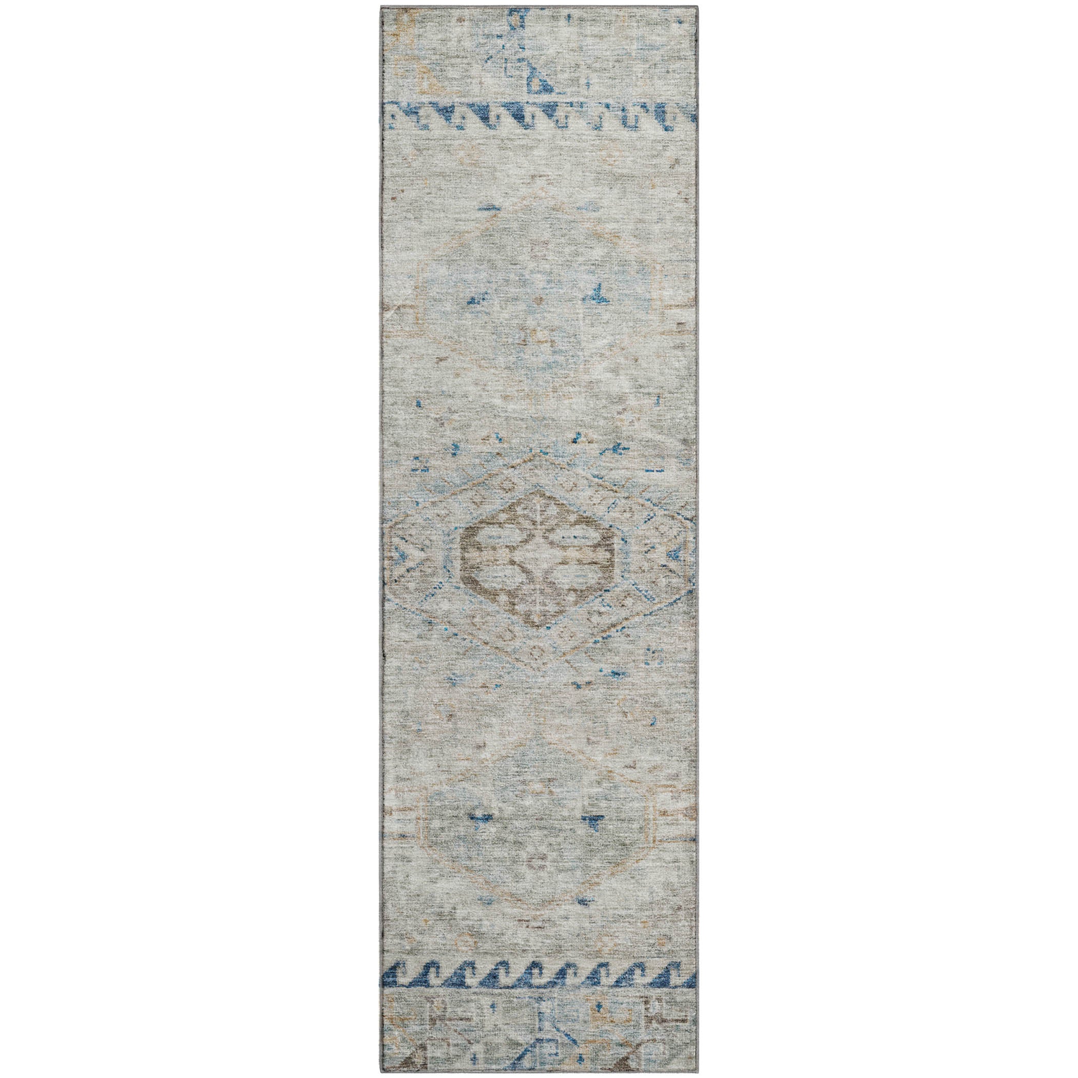 Sarajevo Machine Washable Traditional Linen Ivory Rug 2'3" x 7'6" #shape_Runner