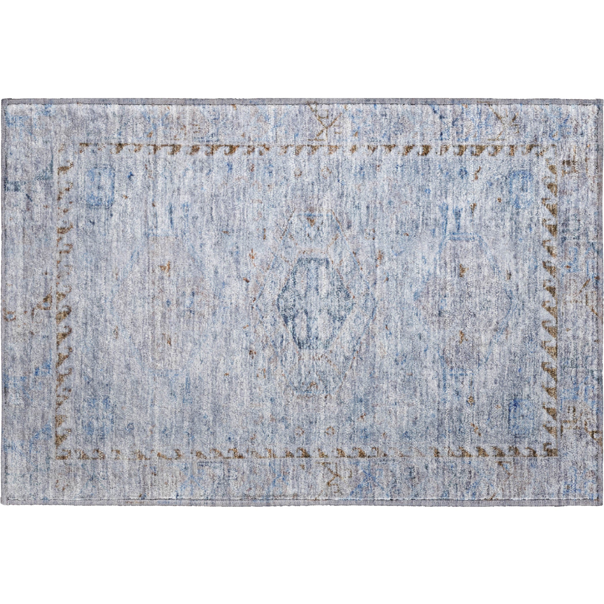 Sarajevo Machine Washable Traditional Sky Blue Rug 1'8" x 2'6" #shape_Rectangle