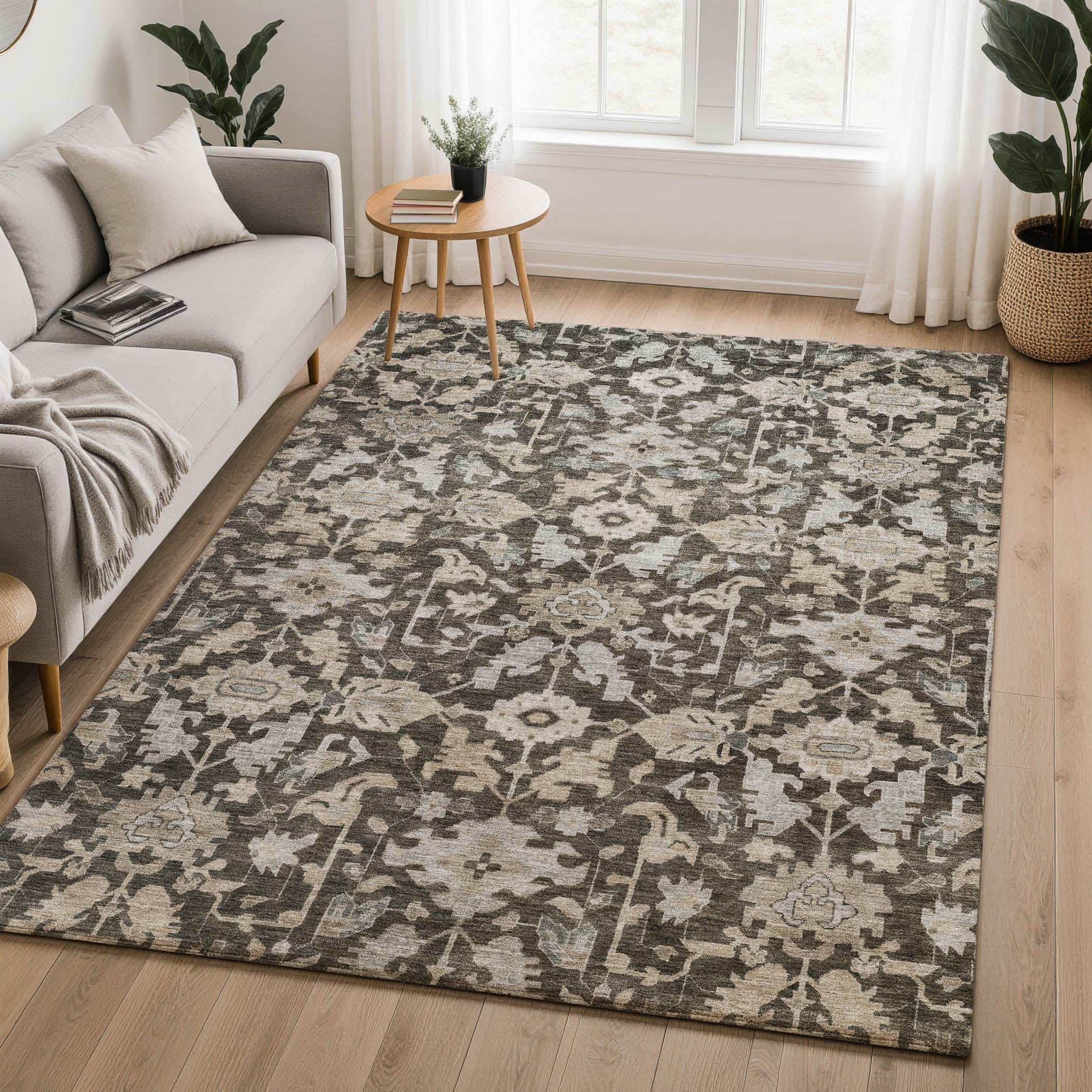 Sarajevo Machine Washable Traditional Chocolate Brown Rug 3' x 5' #shape_Rectangle