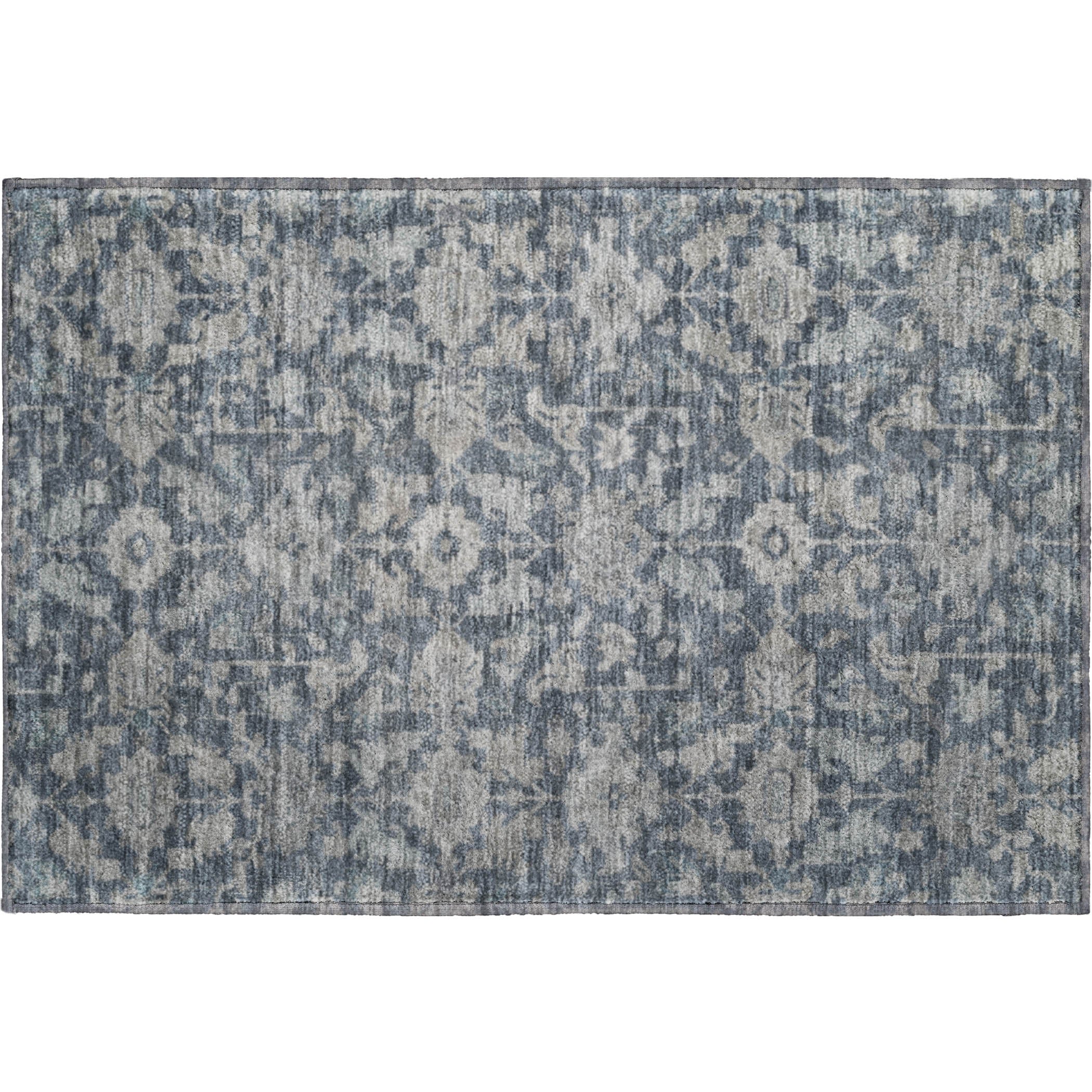 Sarajevo Machine Washable Traditional Denim Blue Rug 1'8" x 2'6" #shape_Rectangle