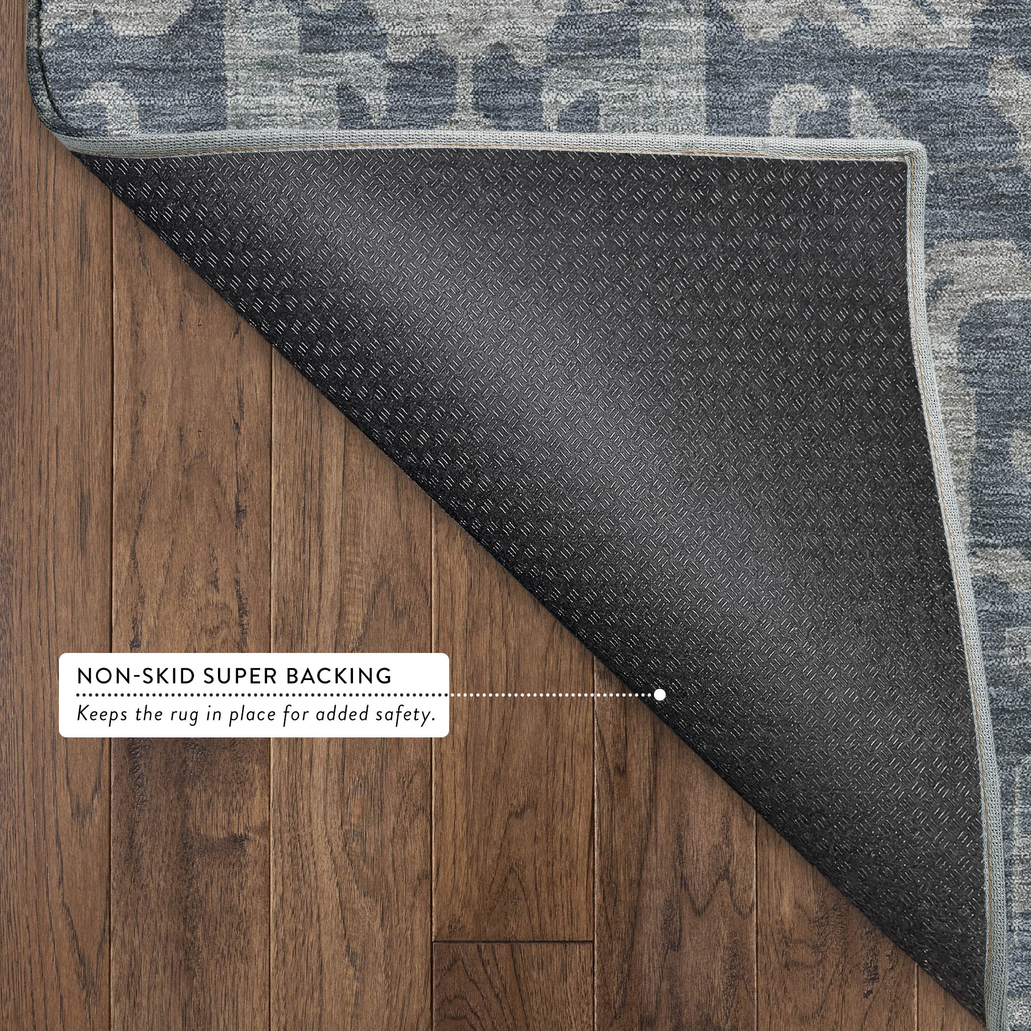 Sarajevo Machine Washable Traditional Denim Blue Rug 1'8" x 2'6" #shape_Rectangle