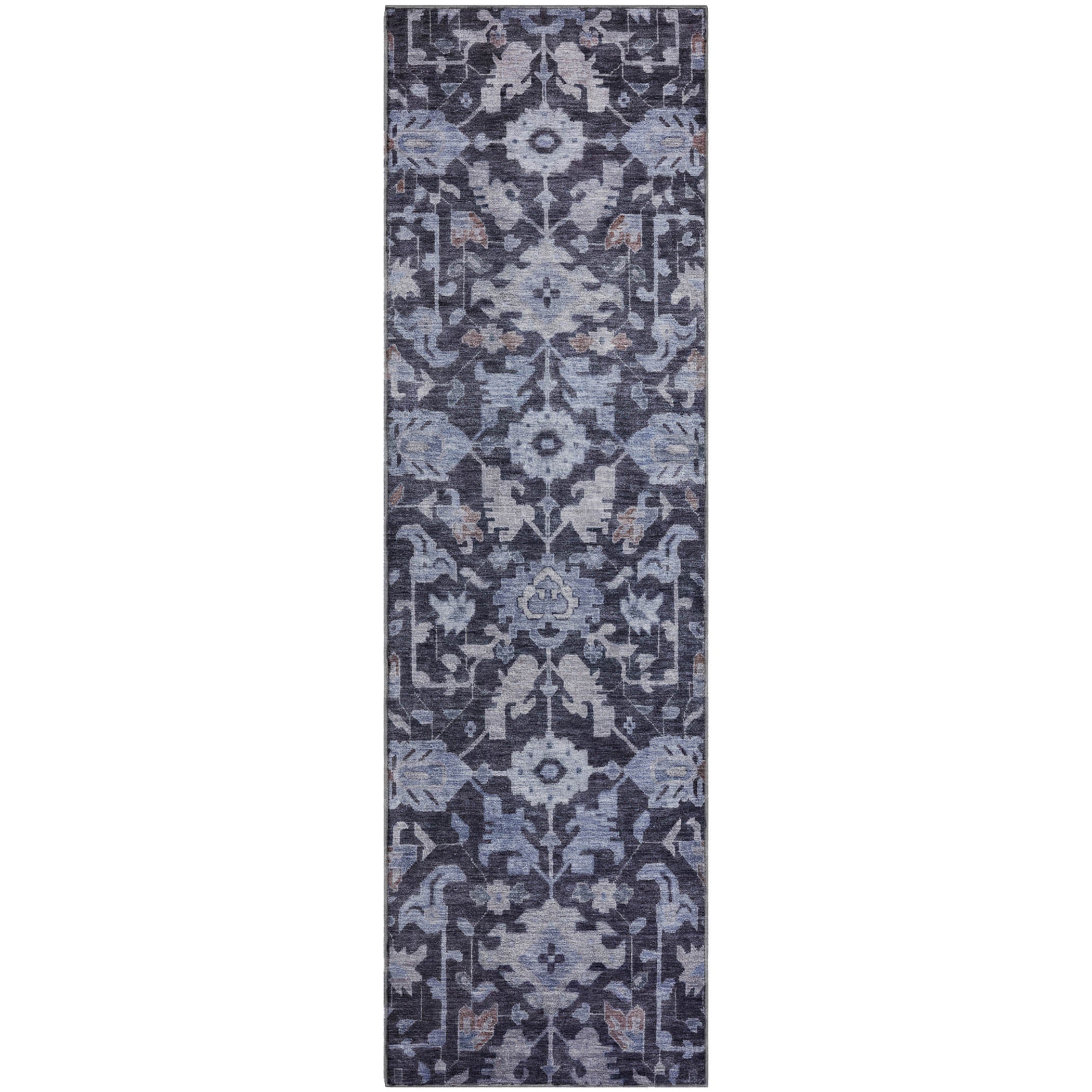 Sarajevo Machine Washable Traditional Navy Blue Rug 2'3" x 7'6" #shape_Runner