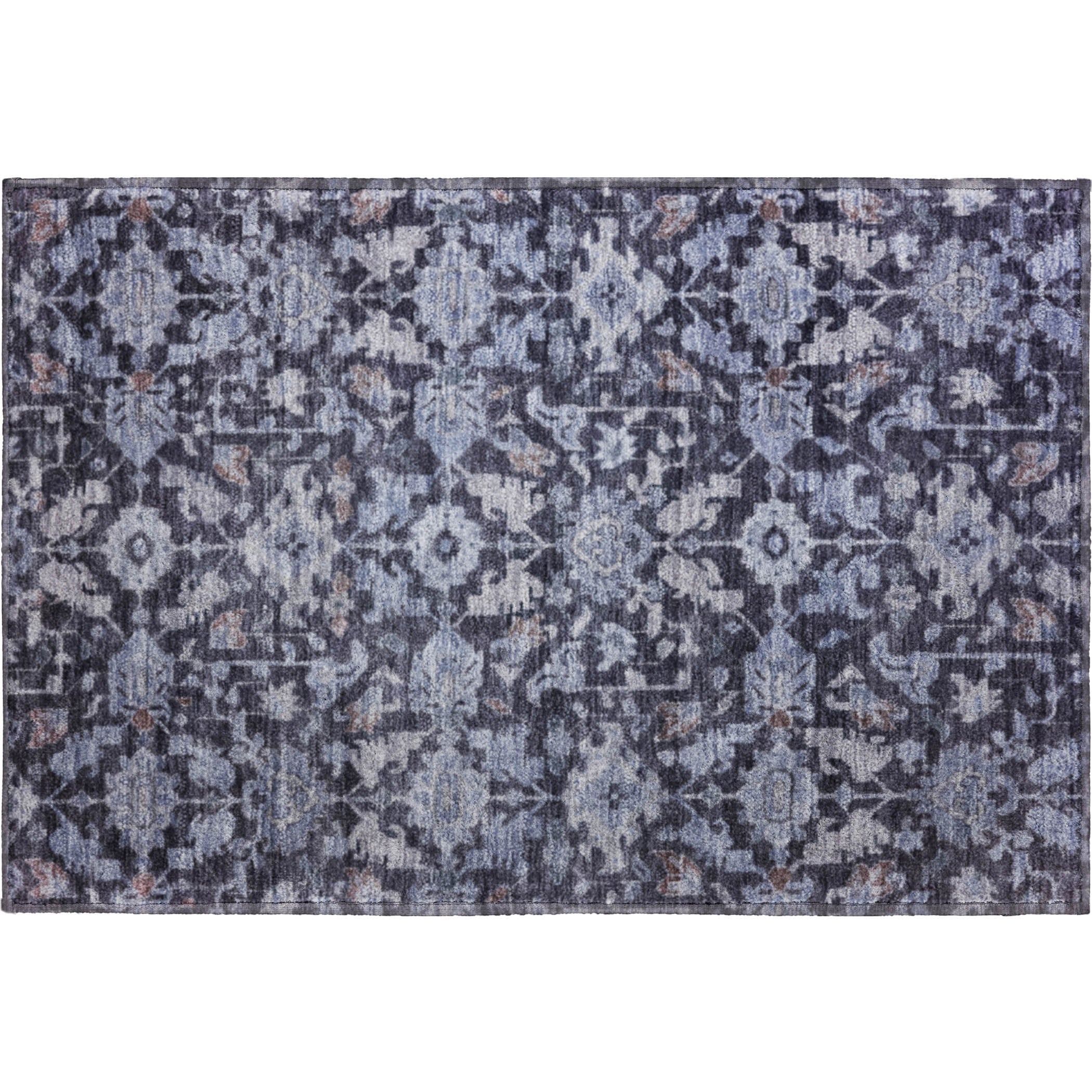 Sarajevo Machine Washable Traditional Navy Blue Rug 1'8" x 2'6" #shape_Rectangle