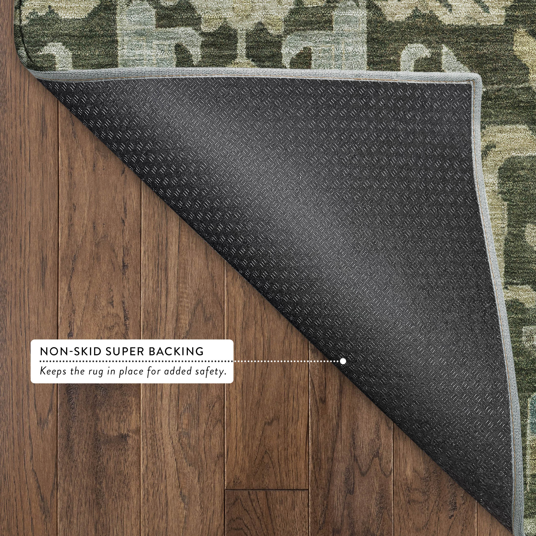 Sarajevo Machine Washable Traditional Olive Green Rug 1'8" x 2'6" #shape_Rectangle