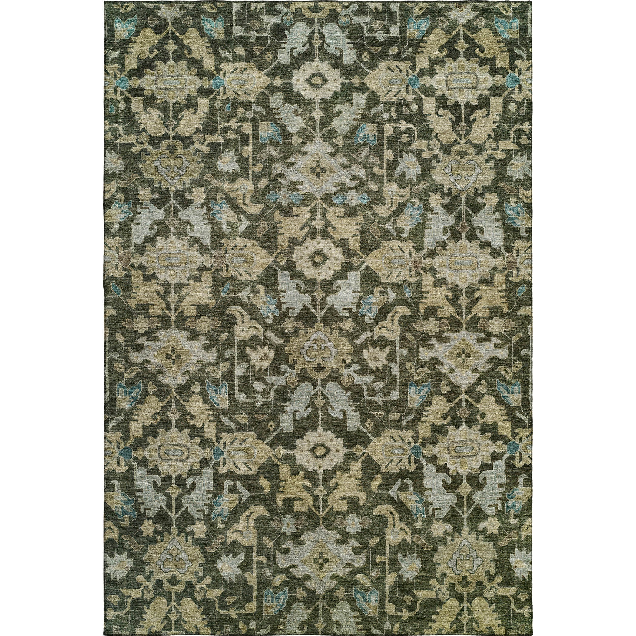 Sarajevo Machine Washable Traditional Olive Green Rug 3' x 5' #shape_Rectangle