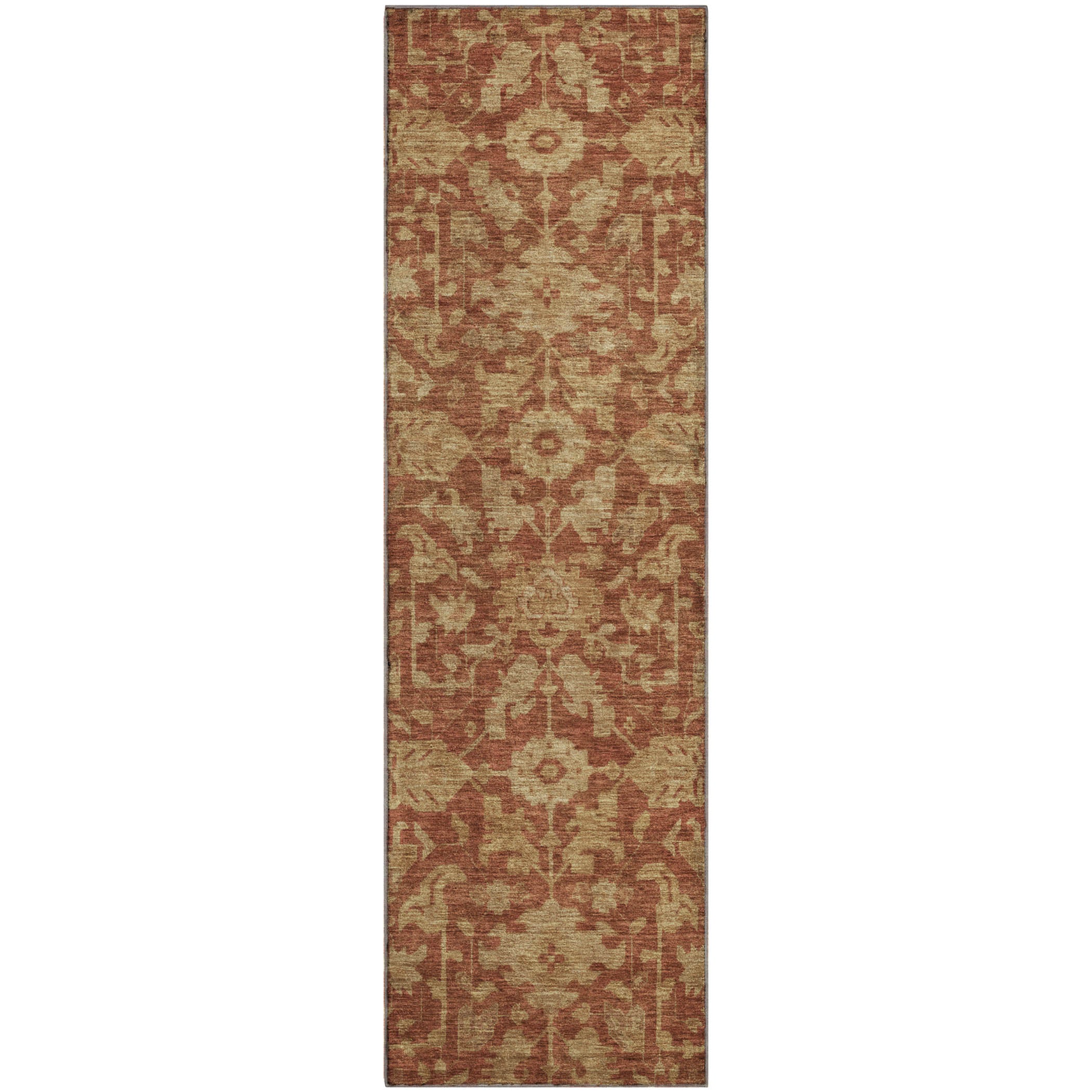 Sarajevo Machine Washable Traditional Paprika Orange Rug 2'3" x 7'6" #shape_Runner