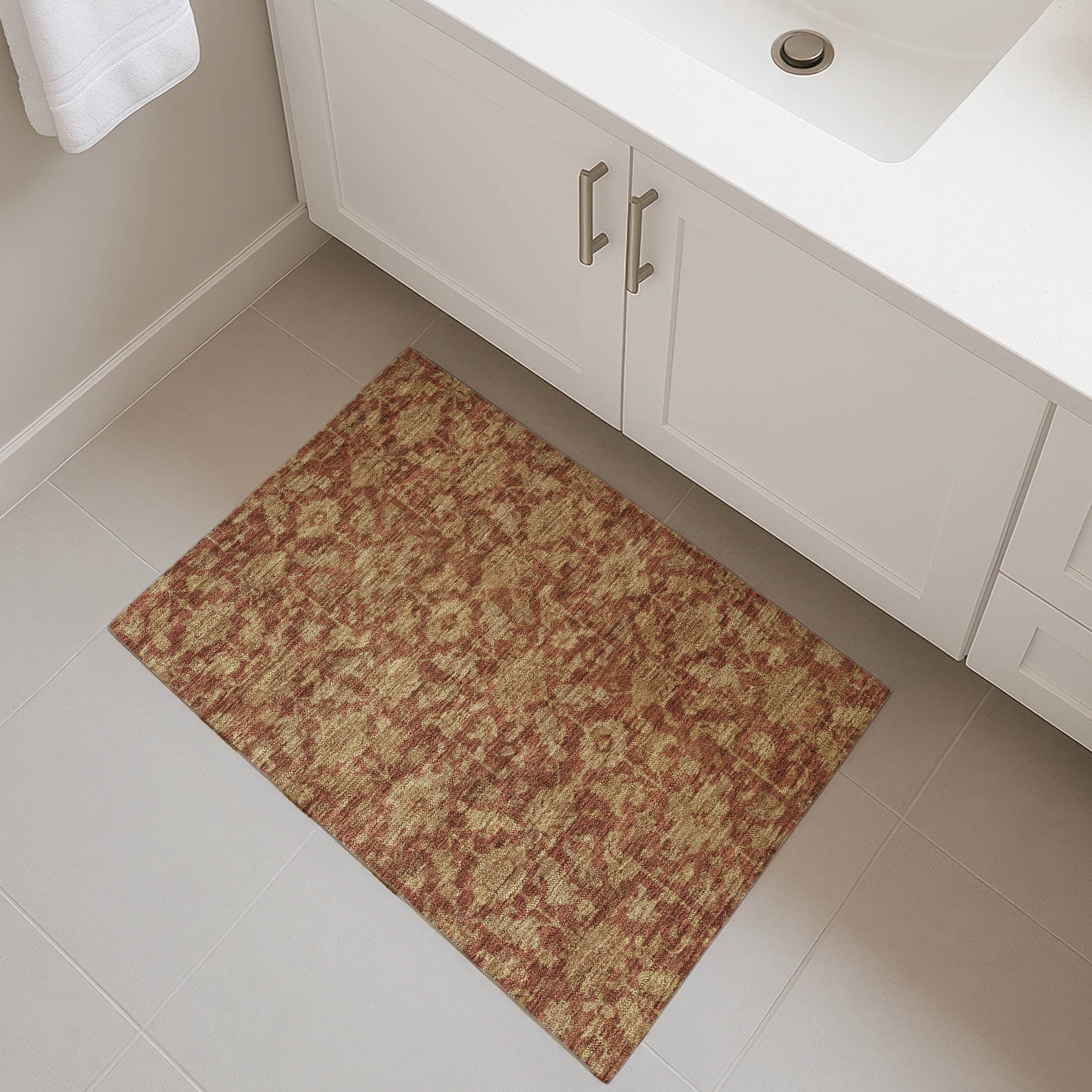 Sarajevo Machine Washable Traditional Paprika Orange Rug 1'8" x 2'6" #shape_Rectangle