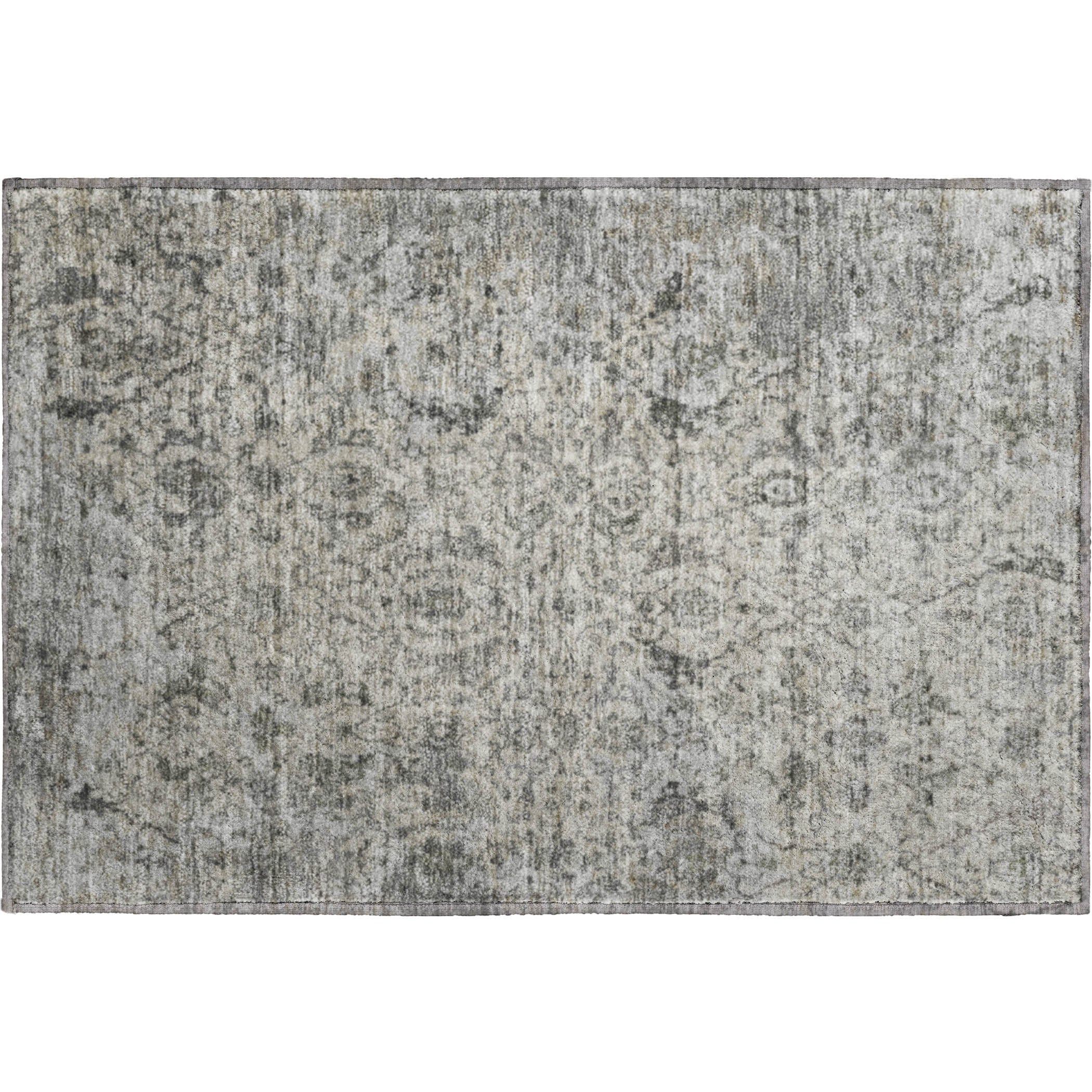 Mdina Machine Washable Traditional Beige Brown Rug 1'8" x 2'6" #shape_Rectangle