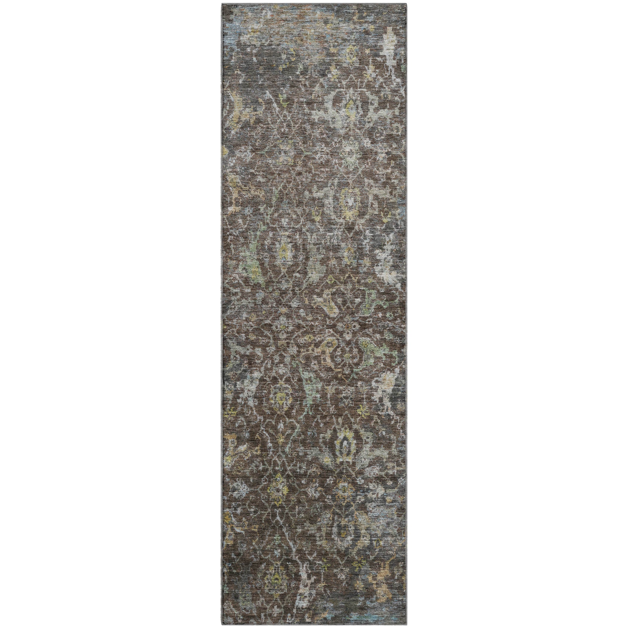 Mdina Machine Washable Transitional Chocolate Brown Rug 2'3" x 7'6" #shape_Runner