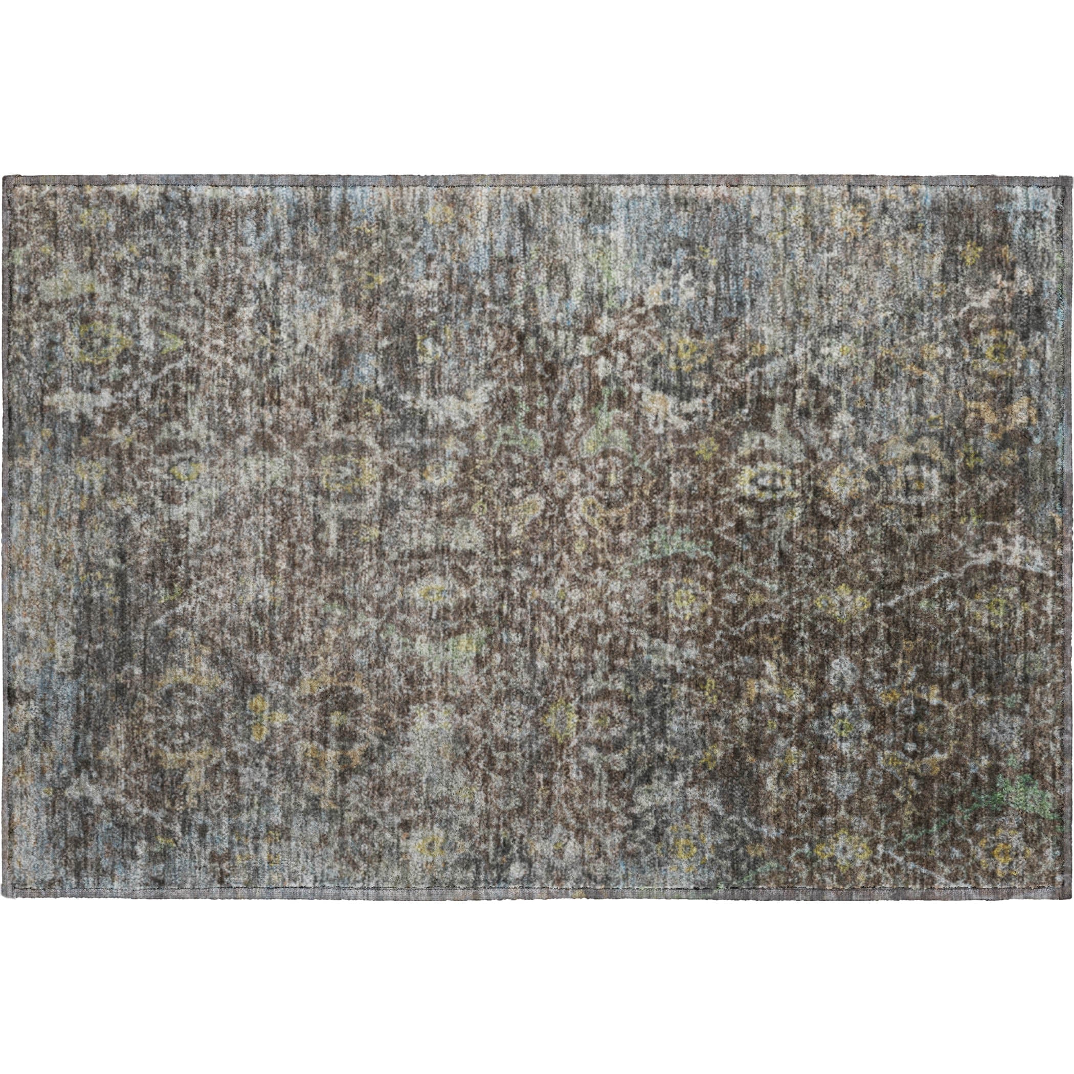 Mdina Machine Washable Transitional Chocolate Brown Rug 1'8" x 2'6" #shape_Rectangle