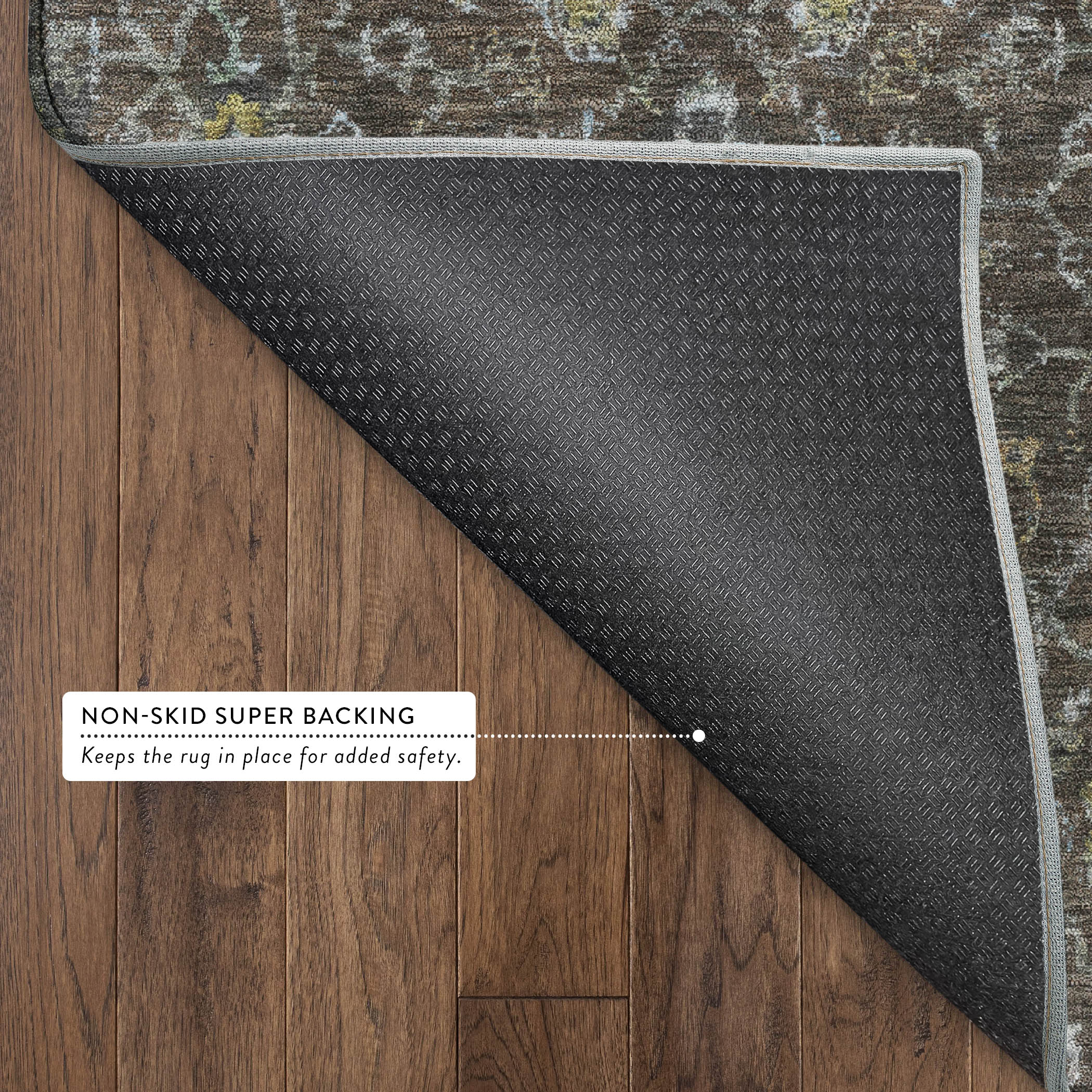 Mdina Machine Washable Transitional Chocolate Brown Rug 1'8" x 2'6" #shape_Rectangle