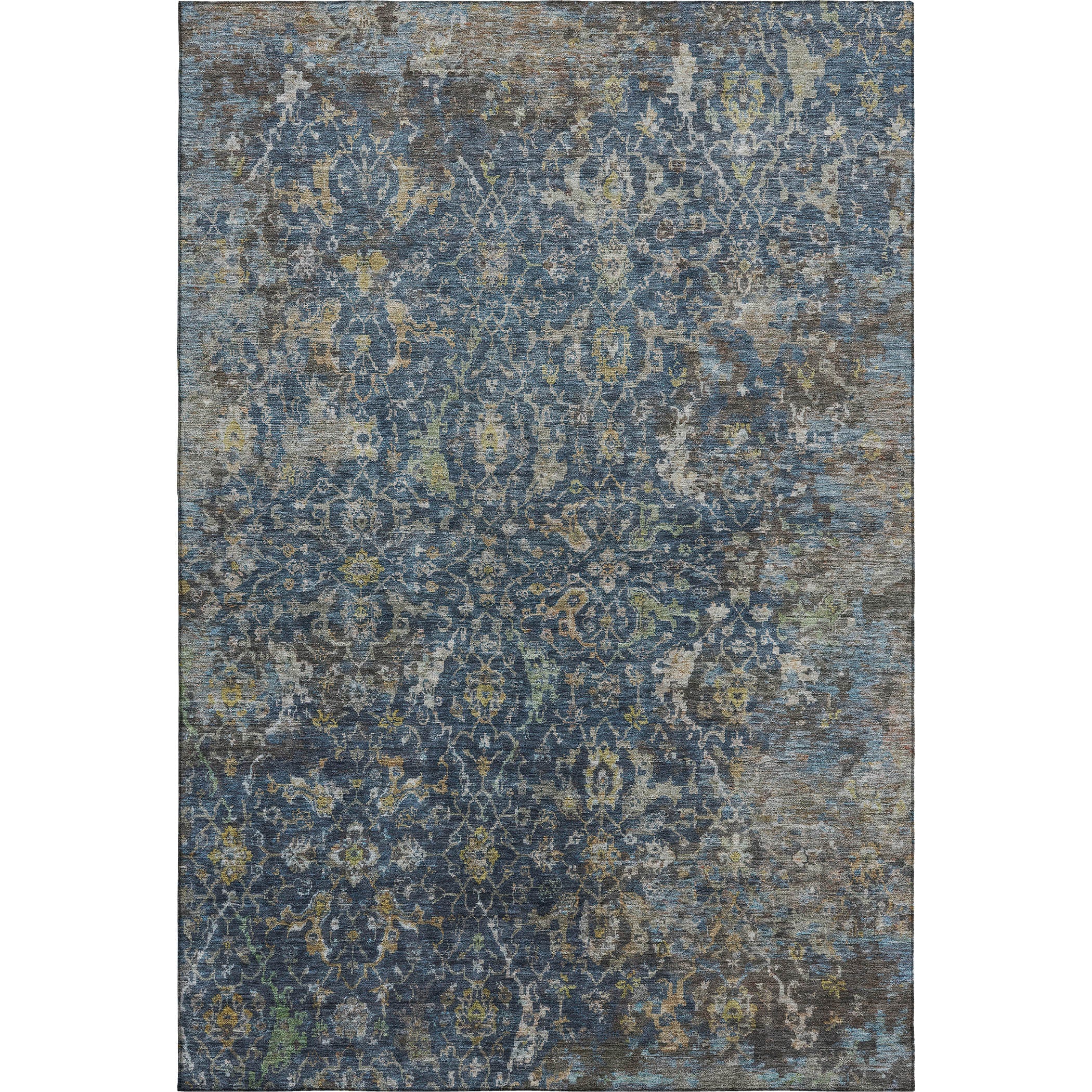 Mdina Machine Washable Transitional Navy Blue Rug 3' x 5' #shape_Rectangle