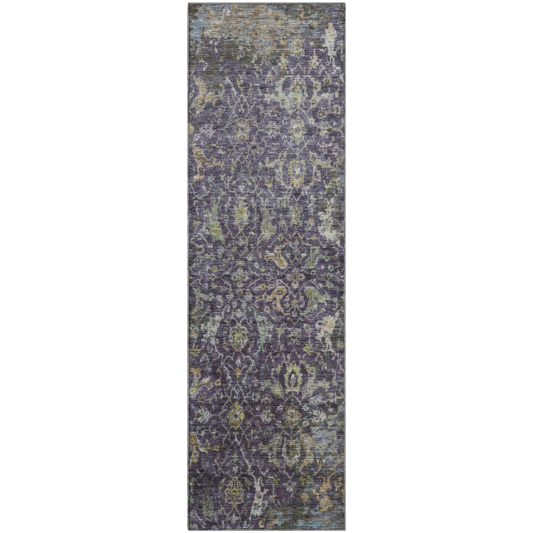Mdina Machine Washable Transitional Plum Purple Rug 2'3" x 7'6" #shape_Runner