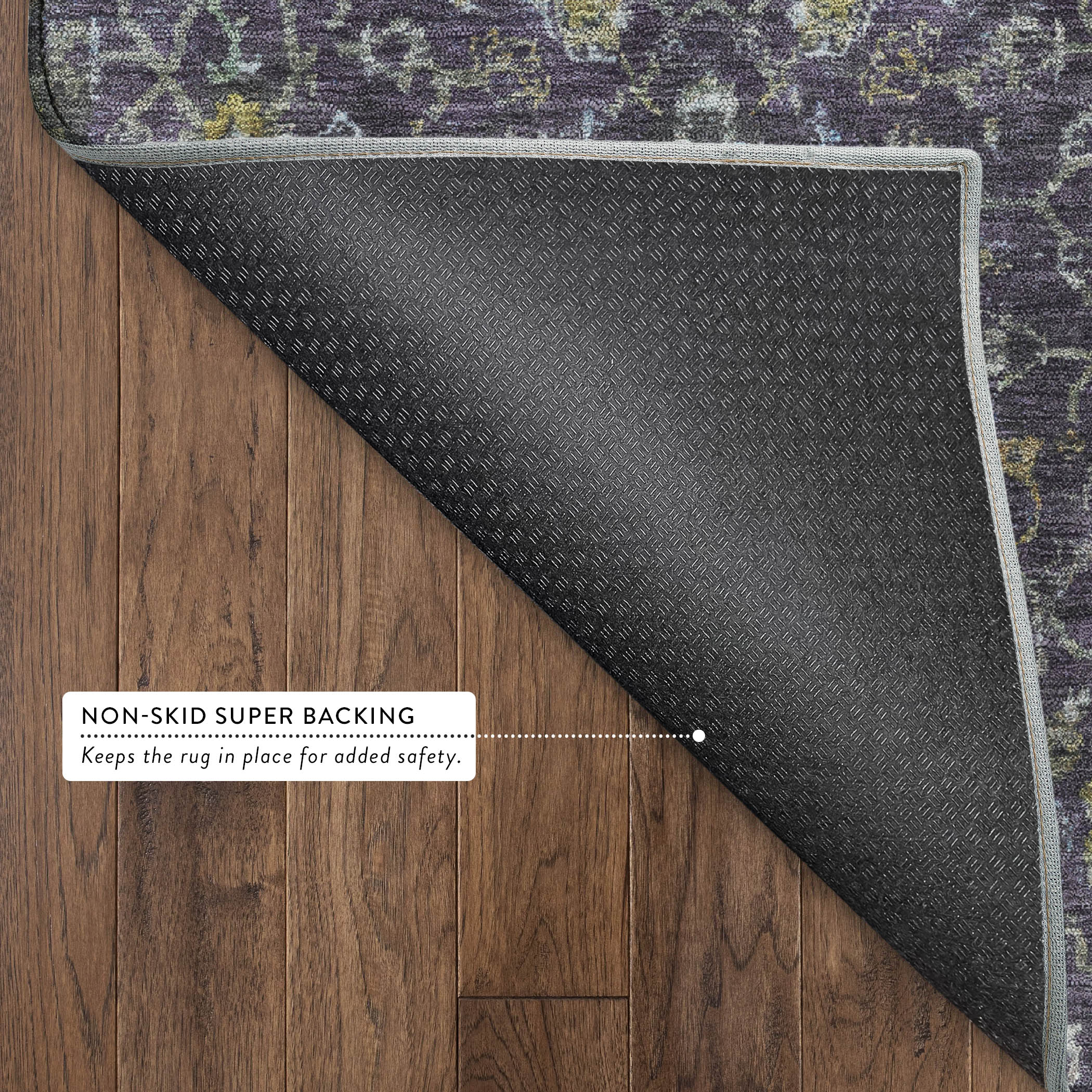 Mdina Machine Washable Transitional Plum Purple Rug 1'8" x 2'6" #shape_Rectangle