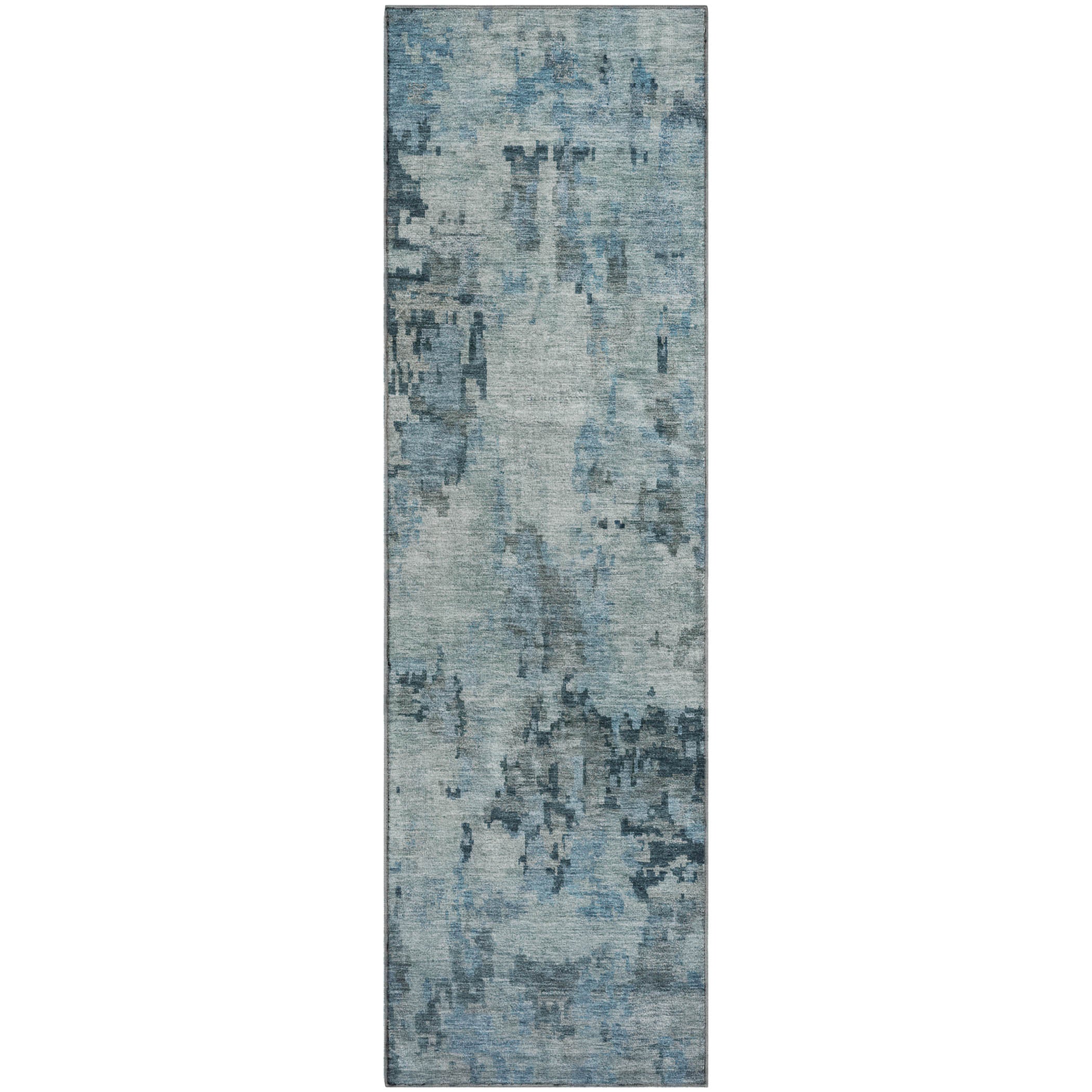 Cairo Machine Washable Transitional Blue Rug 2'3" x 7'6" #shape_Runner