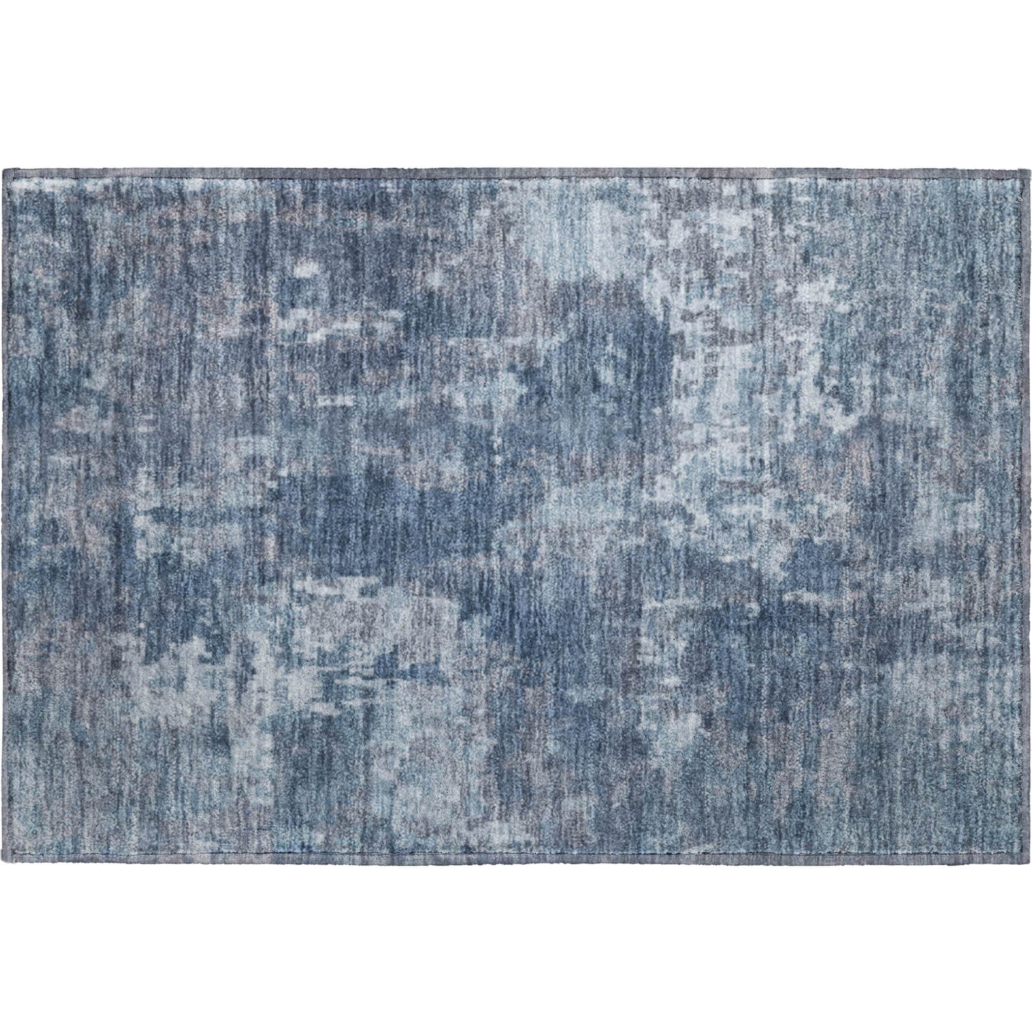 Kotor Machine Washable Transitional Blue Rug 1'8" x 2'6" #shape_Rectangle