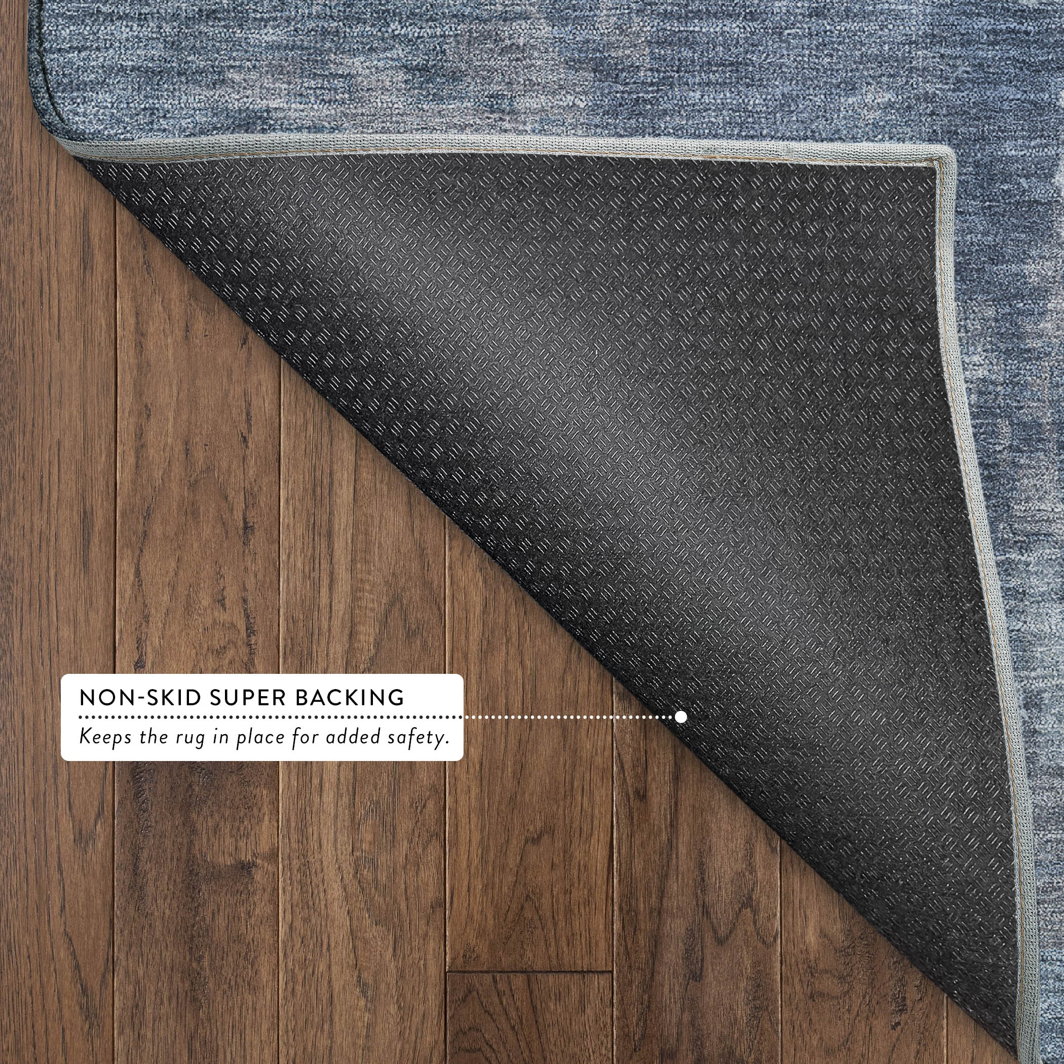 Kotor Machine Washable Transitional Blue Rug 1'8" x 2'6" #shape_Rectangle