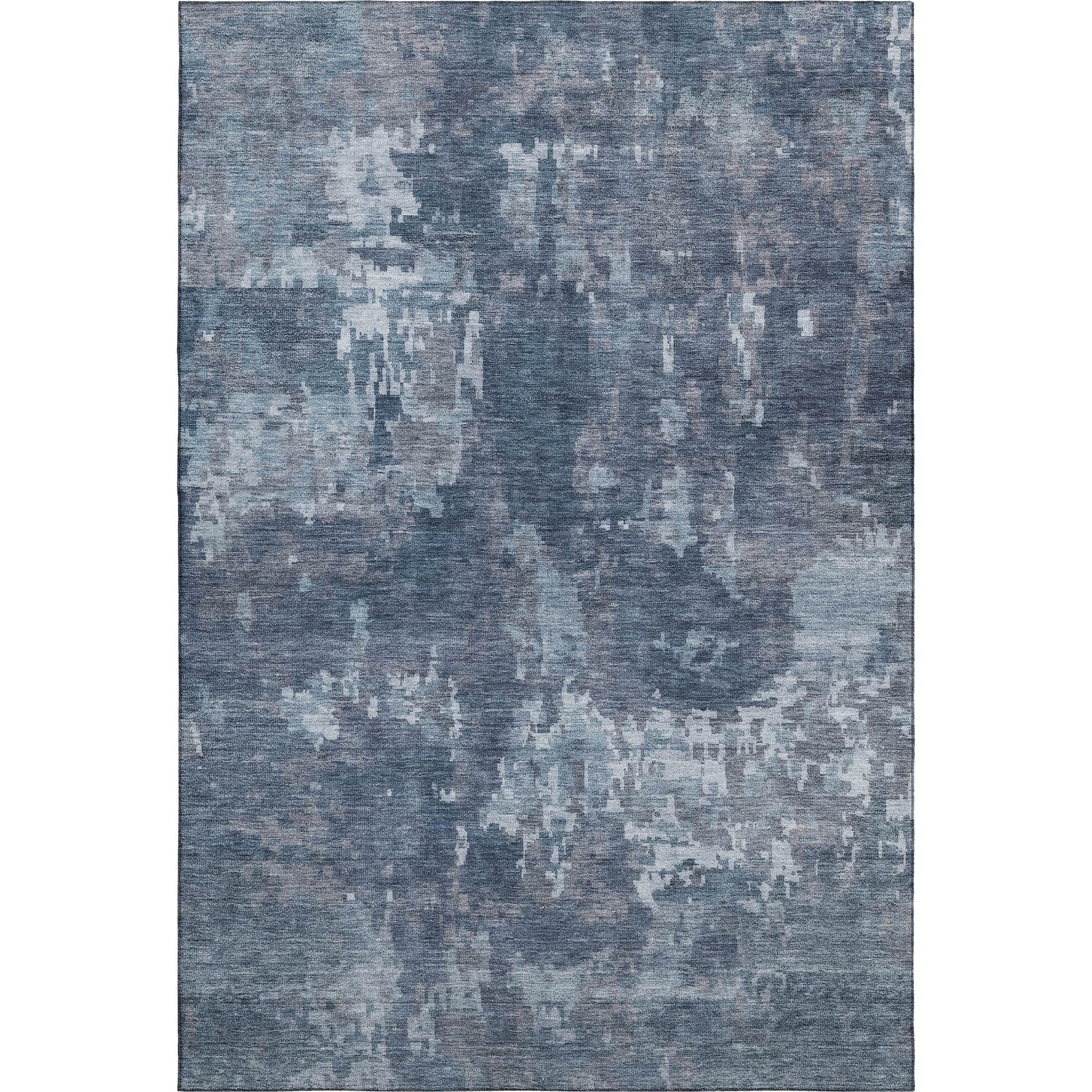 Kotor Machine Washable Transitional Blue Rug 3' x 5' #shape_Rectangle