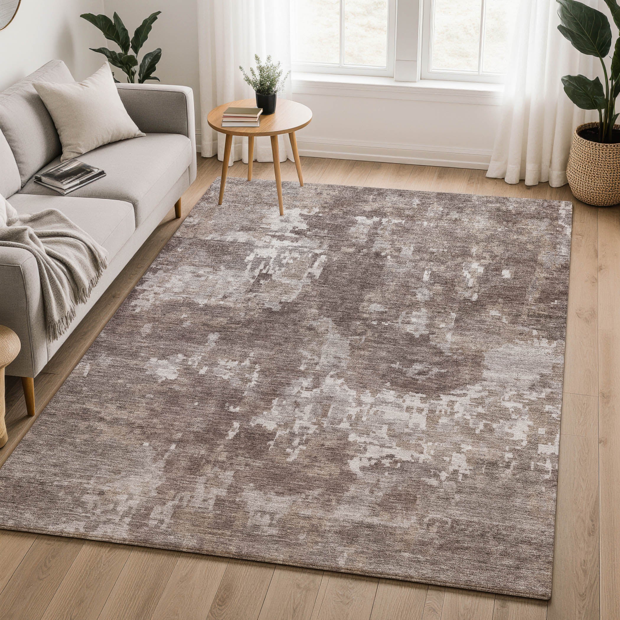 Kotor Machine Washable Transitional Brown Rug 3' x 5' #shape_Rectangle