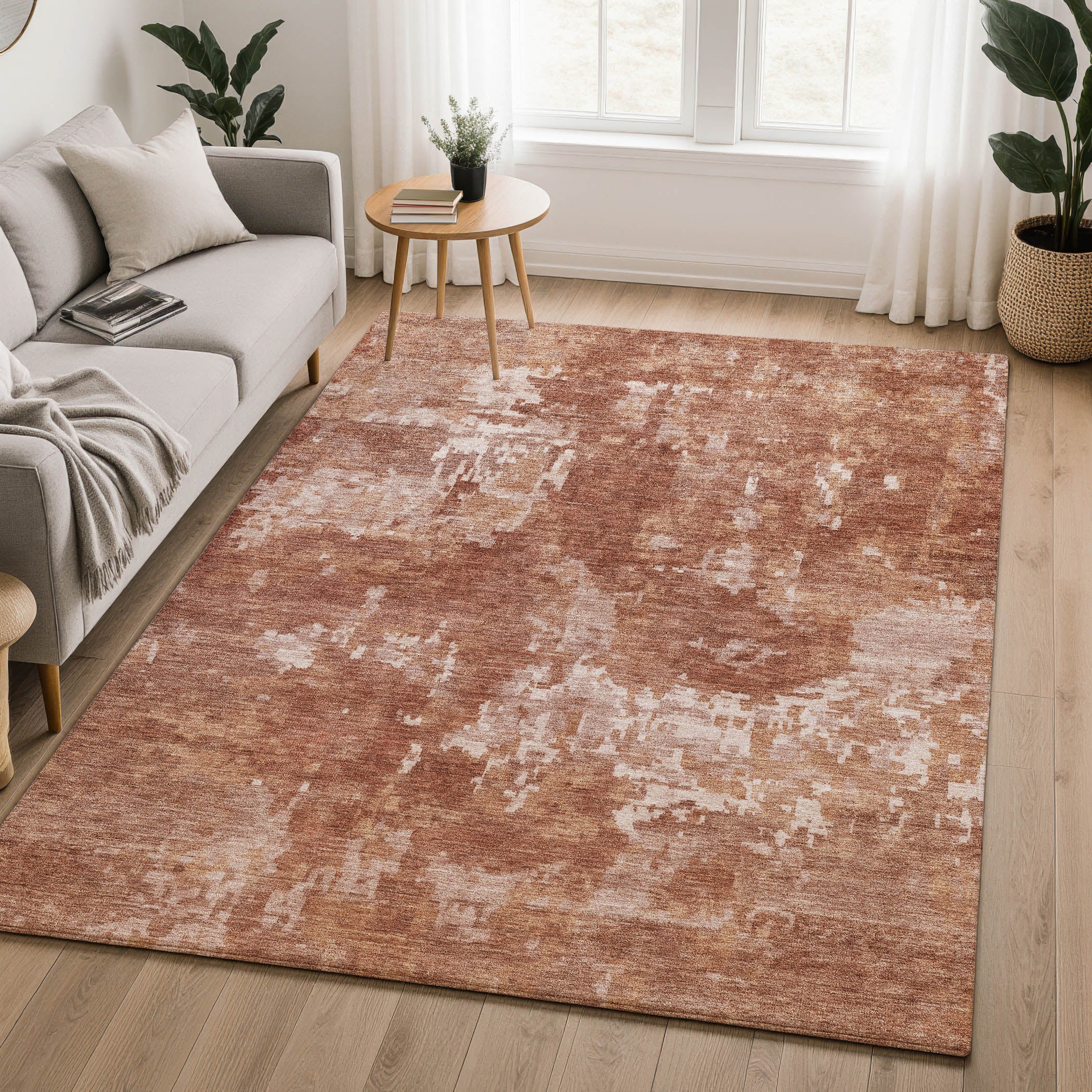 Kotor Machine Washable Transitional Copper Orange Rug 3' x 5' #shape_Rectangle
