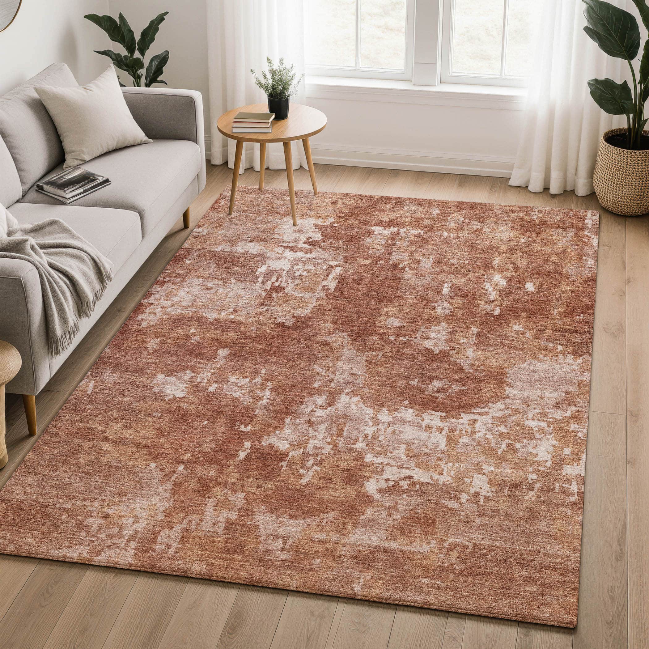 Kotor Machine Washable Transitional Copper Orange Rug 3' x 5' #shape_Rectangle