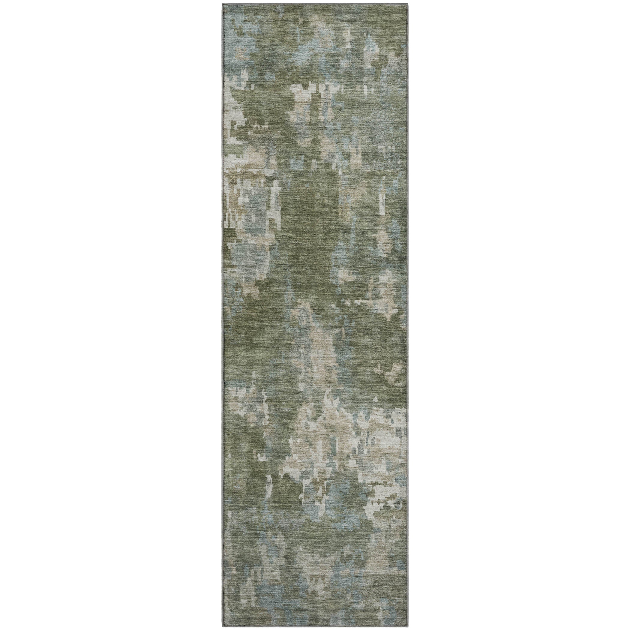 Kotor Machine Washable Transitional Fern Green Rug 2'3" x 7'6" #shape_Runner