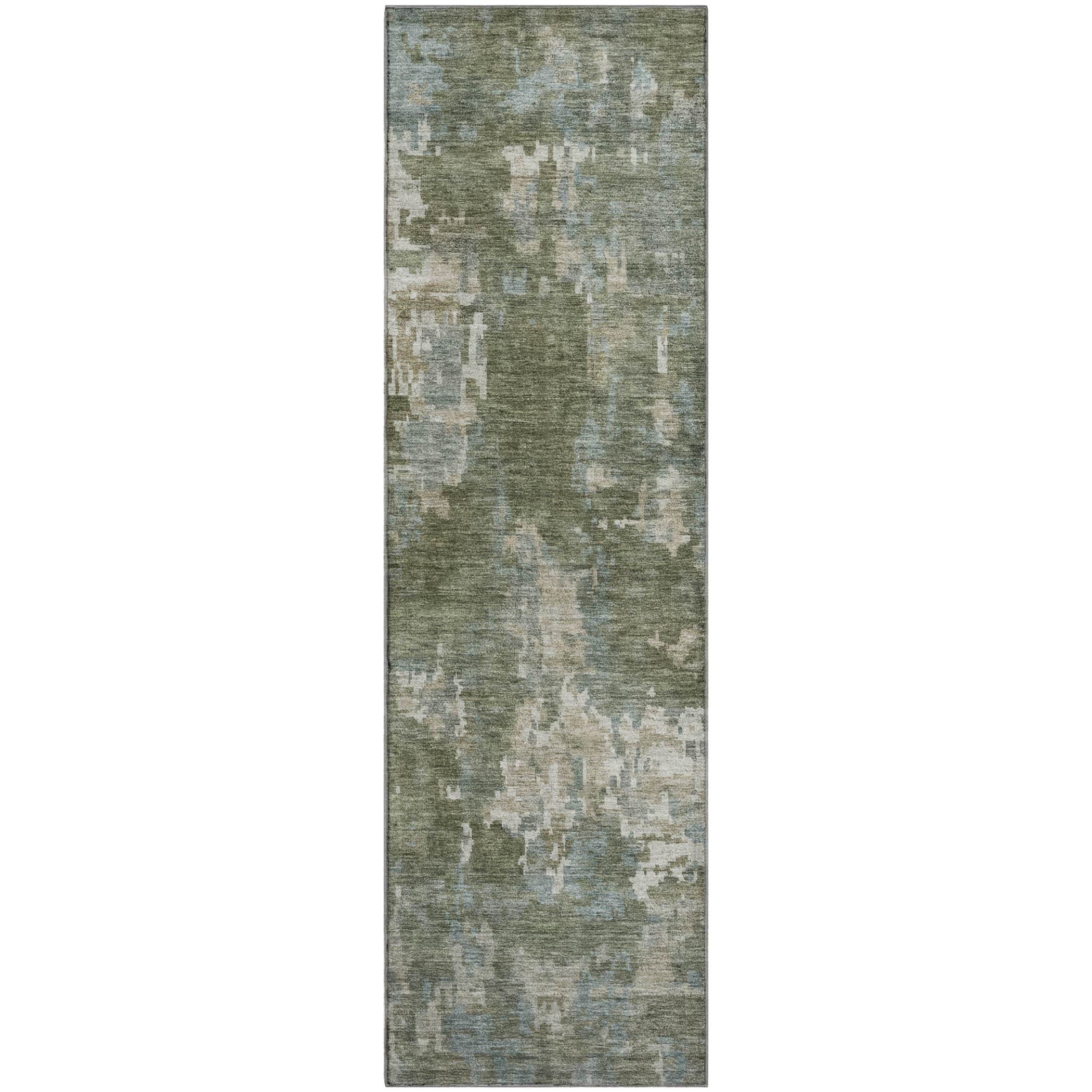 Kotor Machine Washable Transitional Fern Green Rug 2'3" x 7'6" #shape_Runner