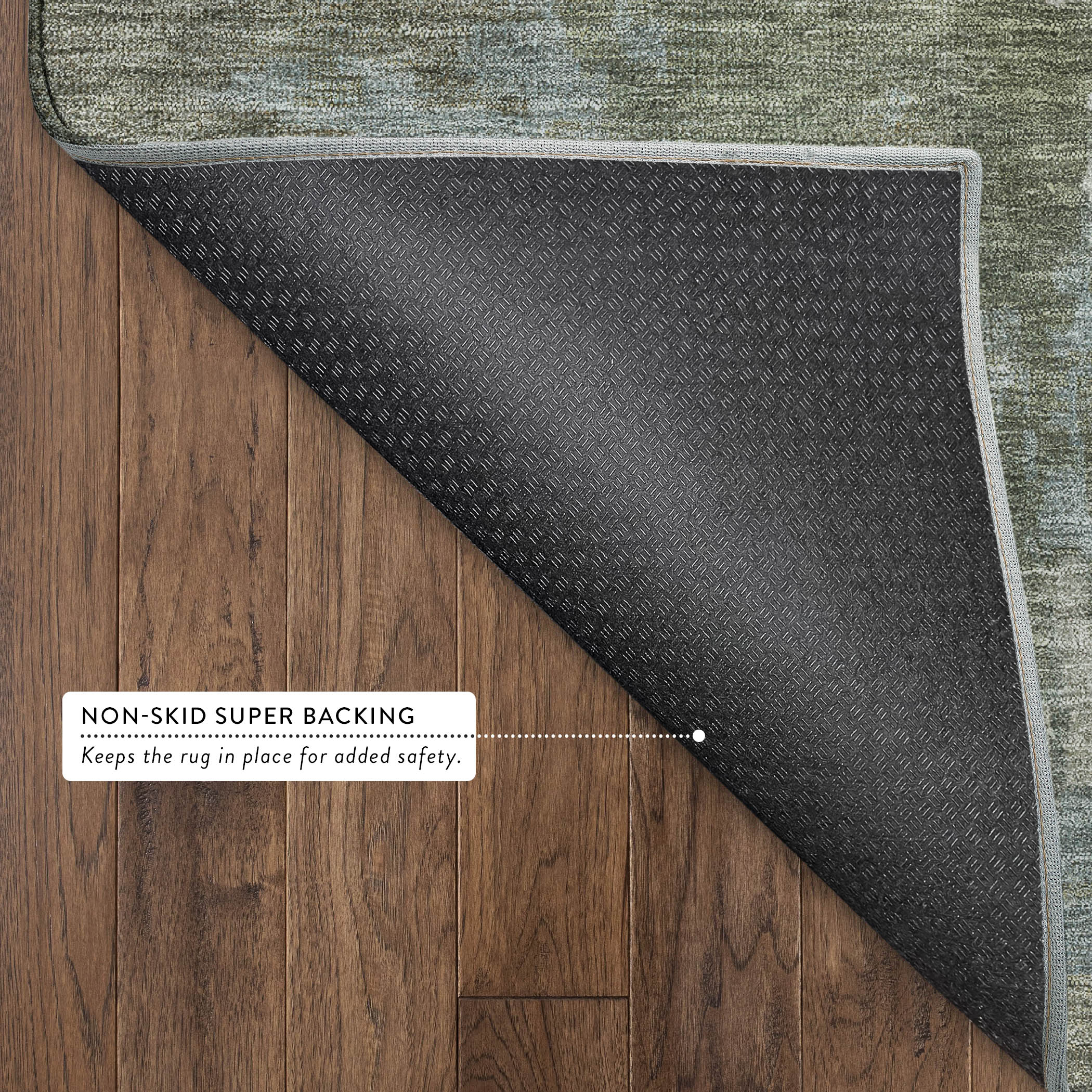 Kotor Machine Washable Transitional Fern Green Rug 1'8" x 2'6" #shape_Rectangle