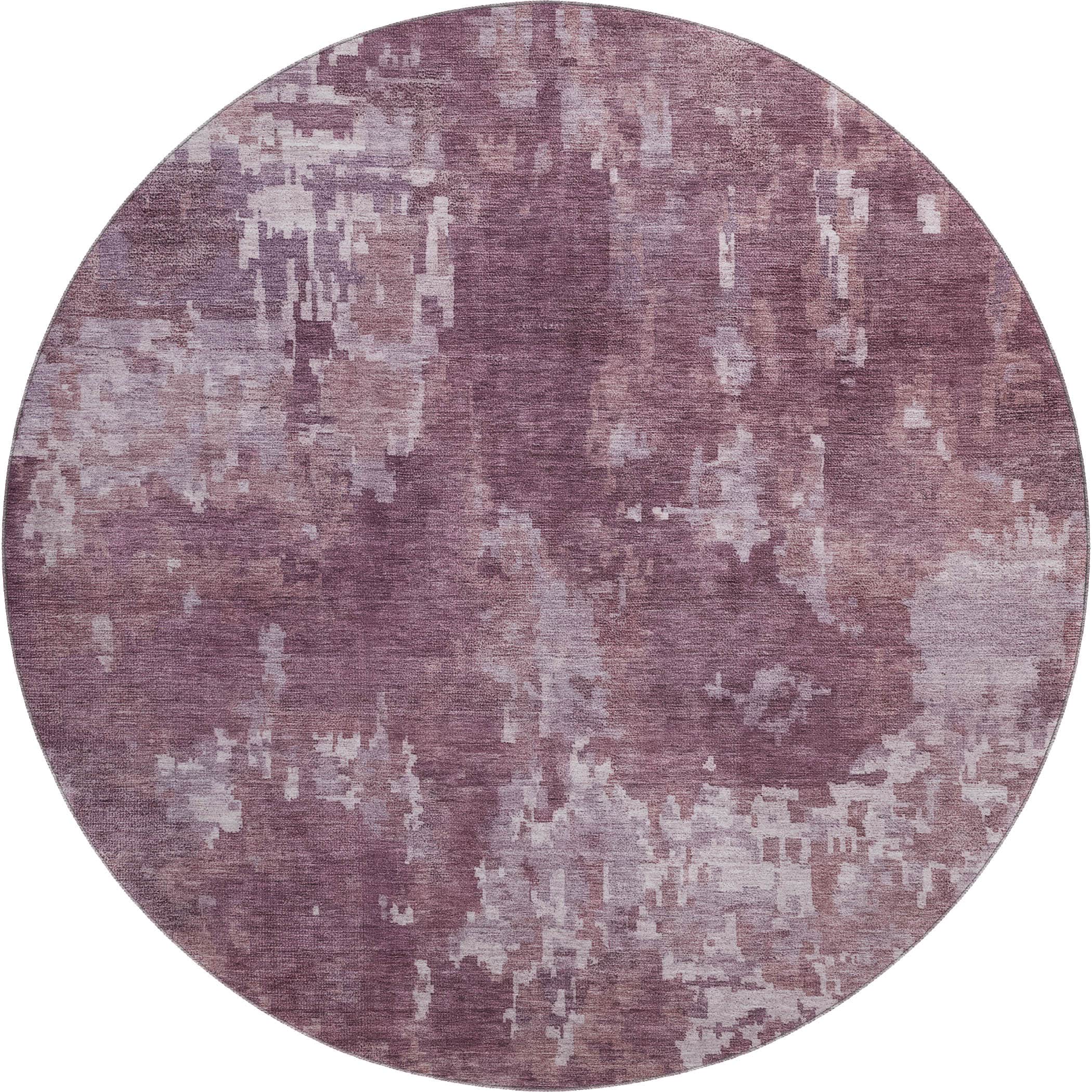 Kotor Machine Washable Transitional Merlot Red Rug 8' x 8' #shape_Round