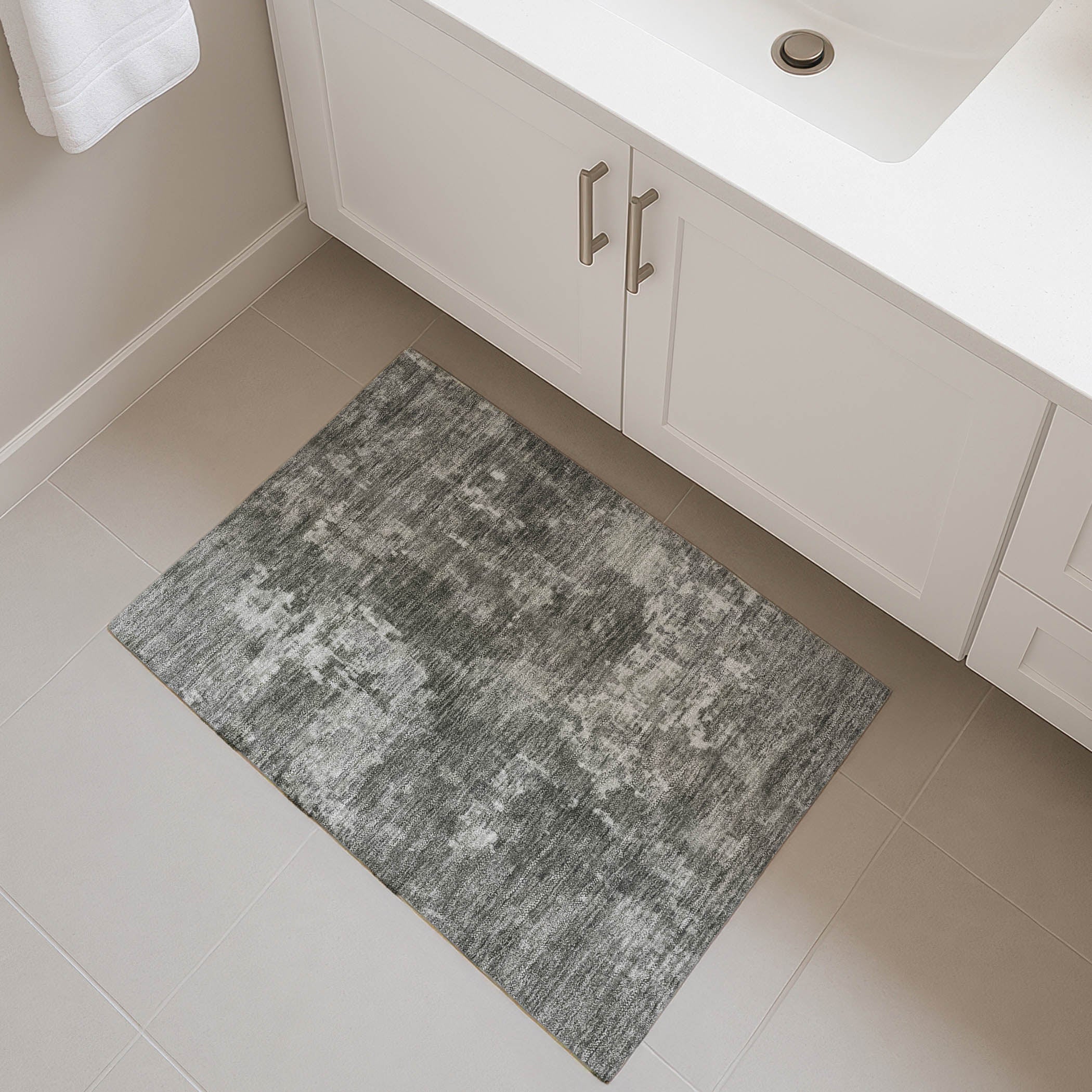 Kotor Machine Washable Transitional Pewter Gray Rug 1'8" x 2'6" #shape_Rectangle