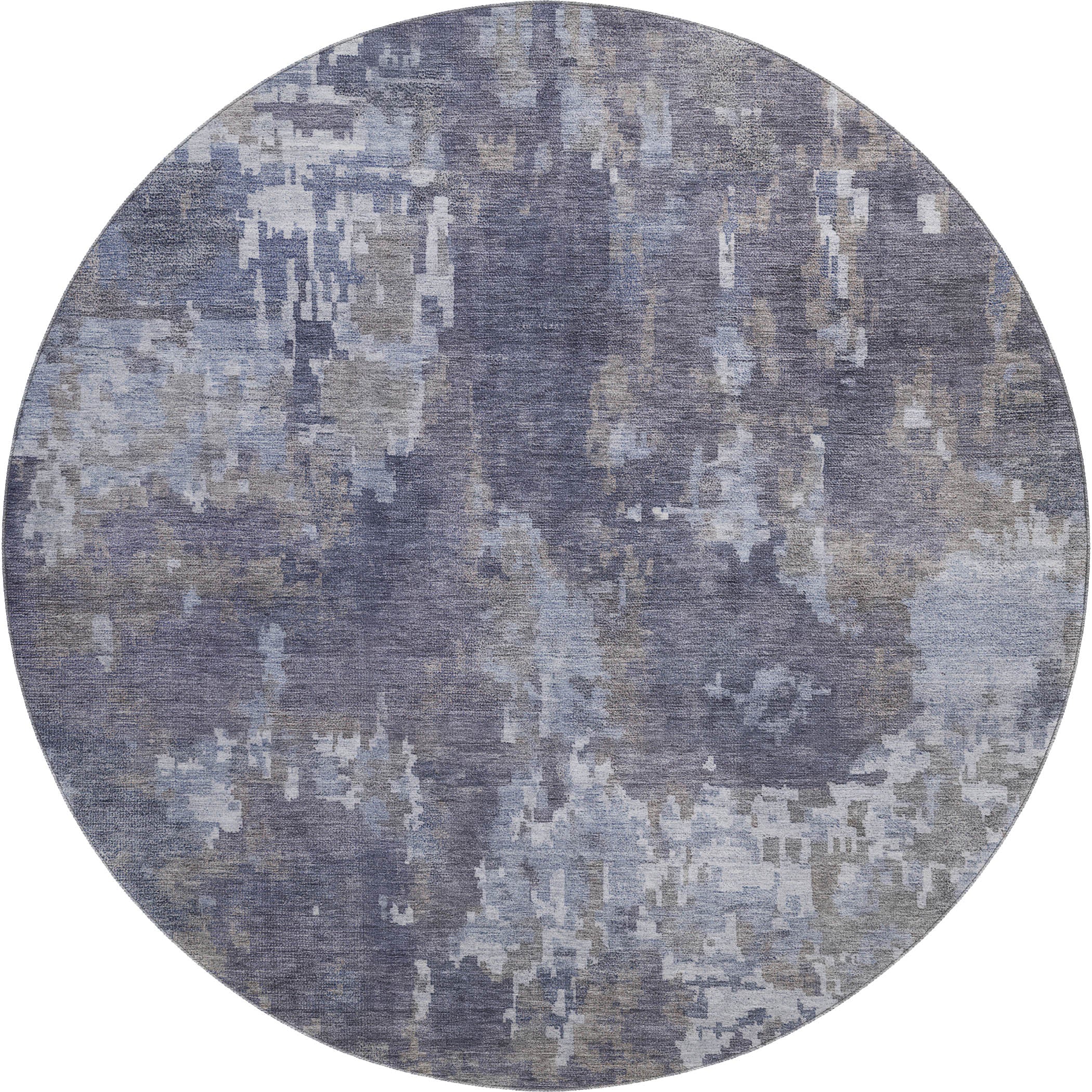 Kotor Machine Washable Transitional Plum Purple Rug 8' x 8' #shape_Round