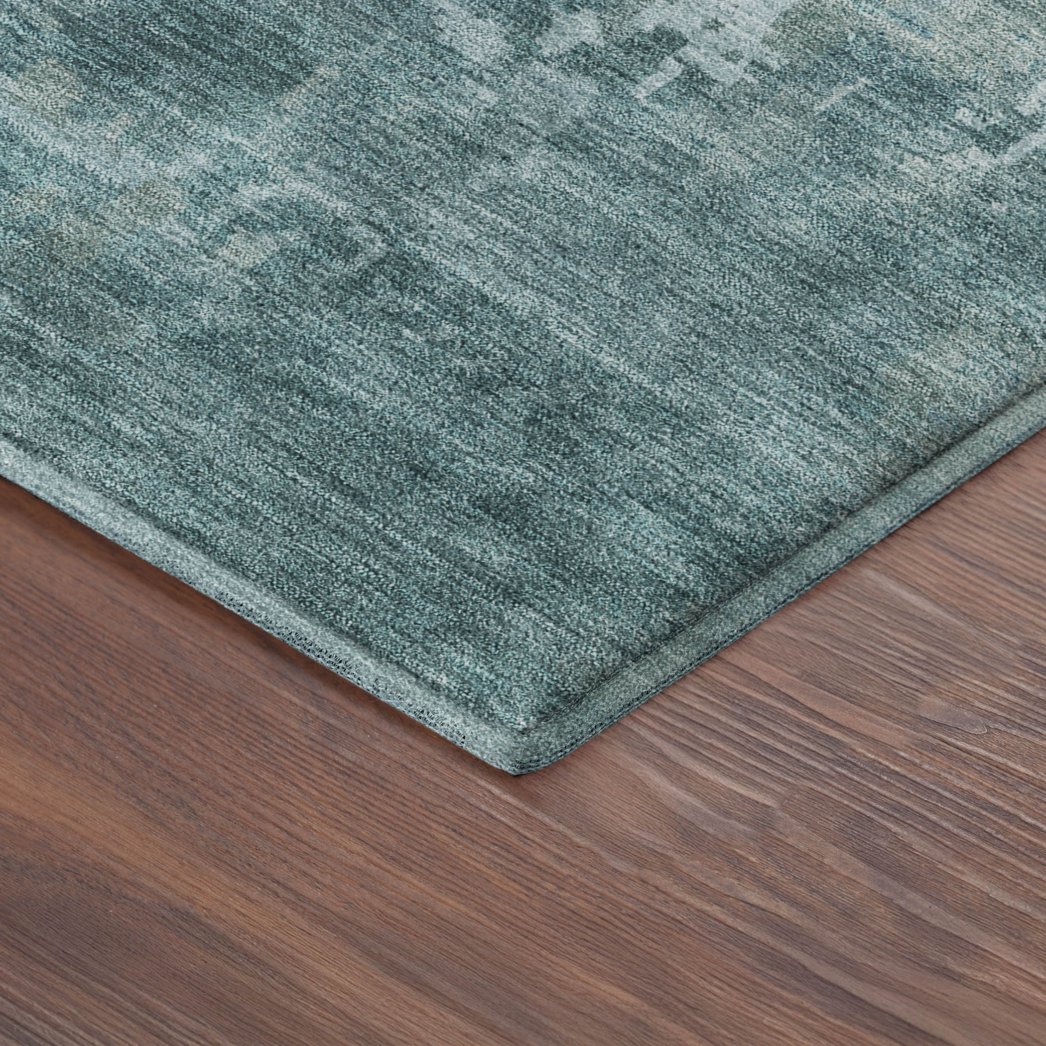 Kotor Machine Washable Transitional Teal Rug 1'8" x 2'6" #shape_Rectangle