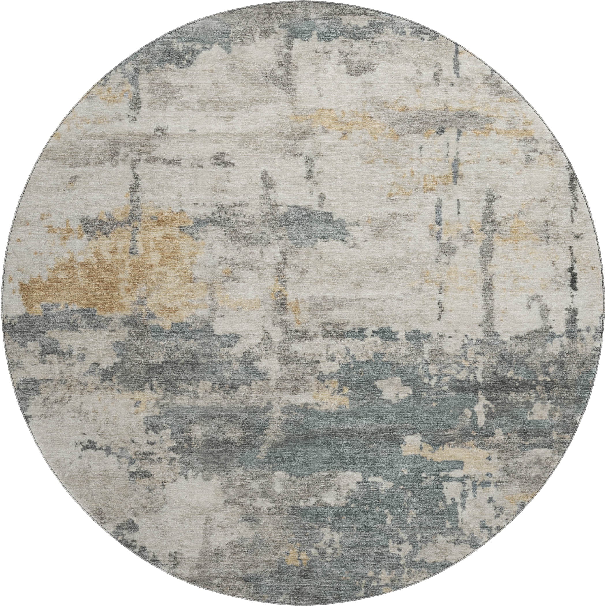 Kyoto Machine Washable Transitional Basil Green Rug 8' x 8' #shape_Round