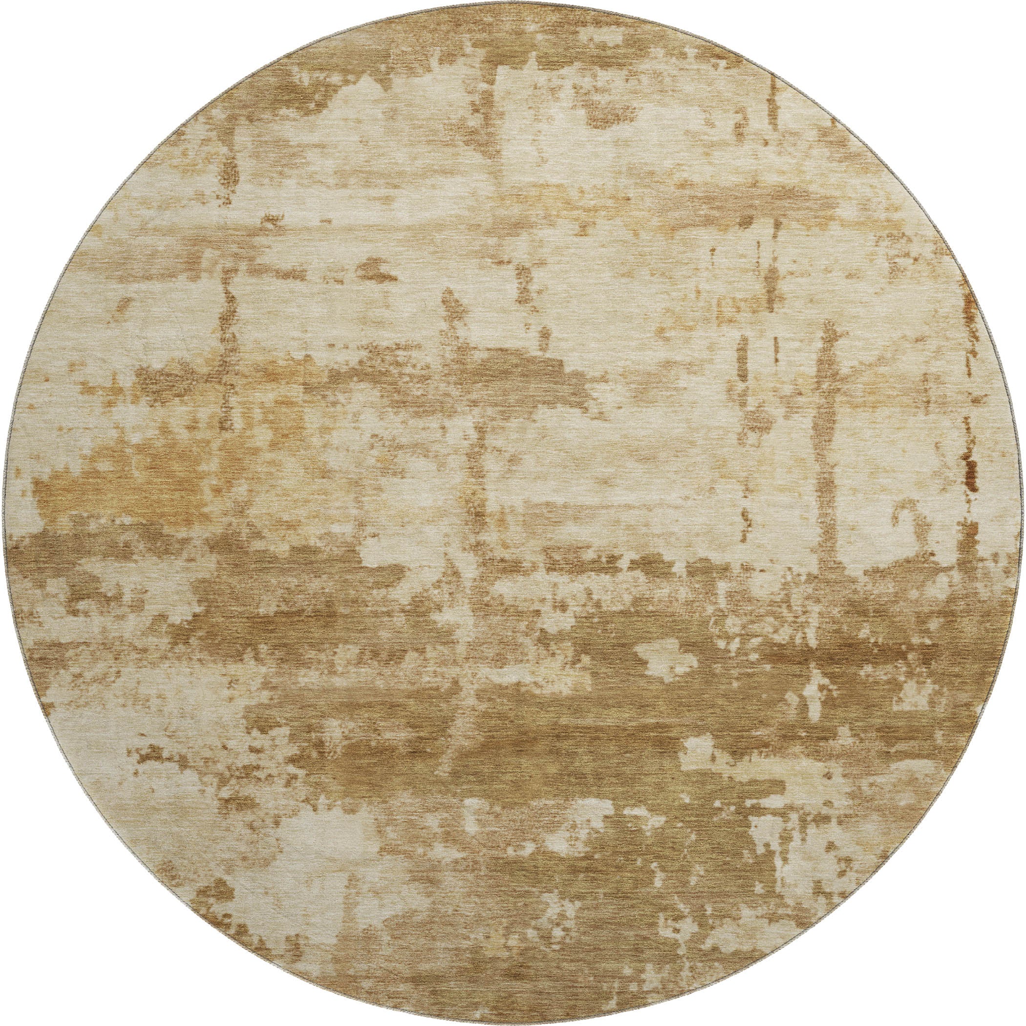 Kyoto Machine Washable Transitional Brown Rug 8' x 8' #shape_Round