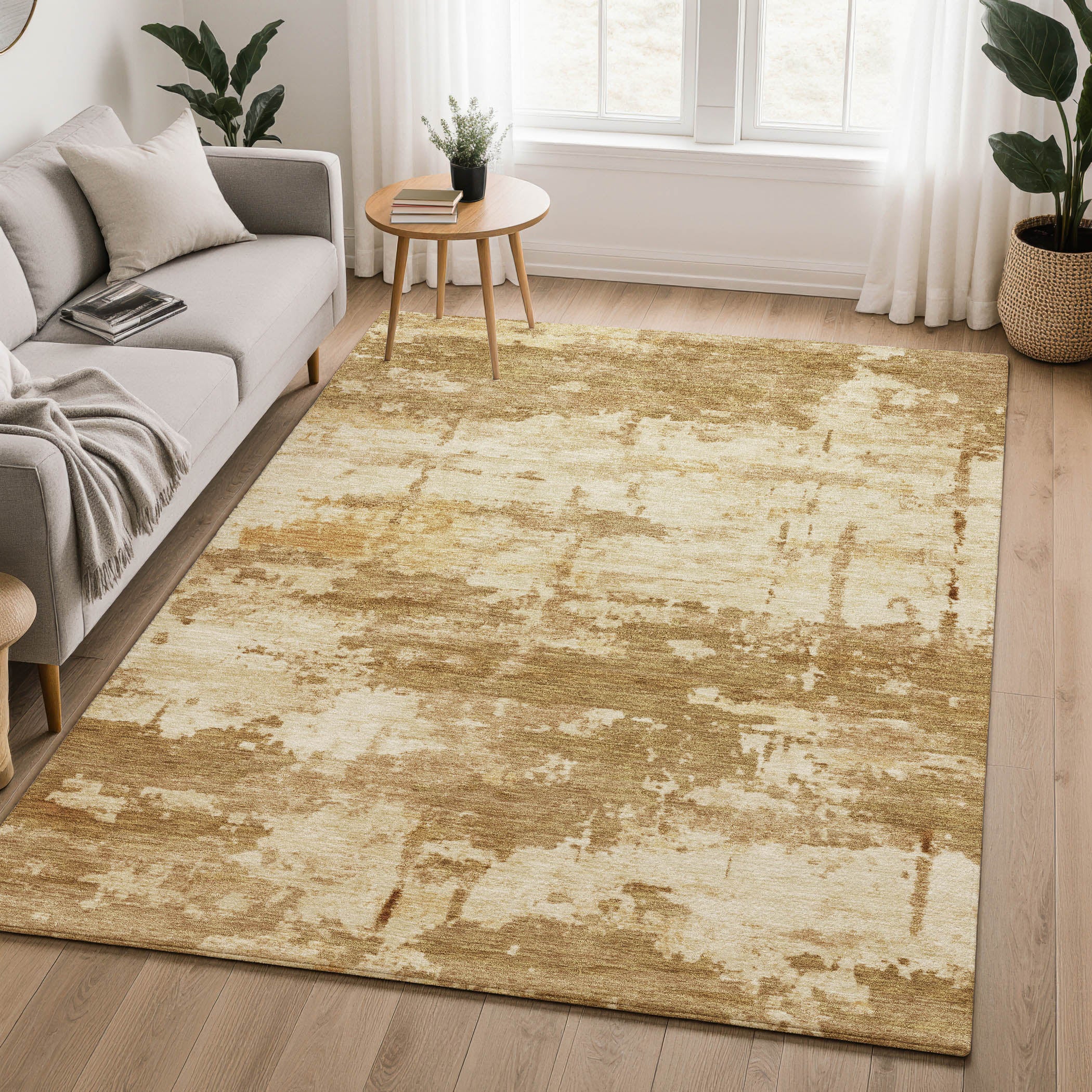 Kyoto Machine Washable Transitional Brown Rug 3' x 5' #shape_Rectangle