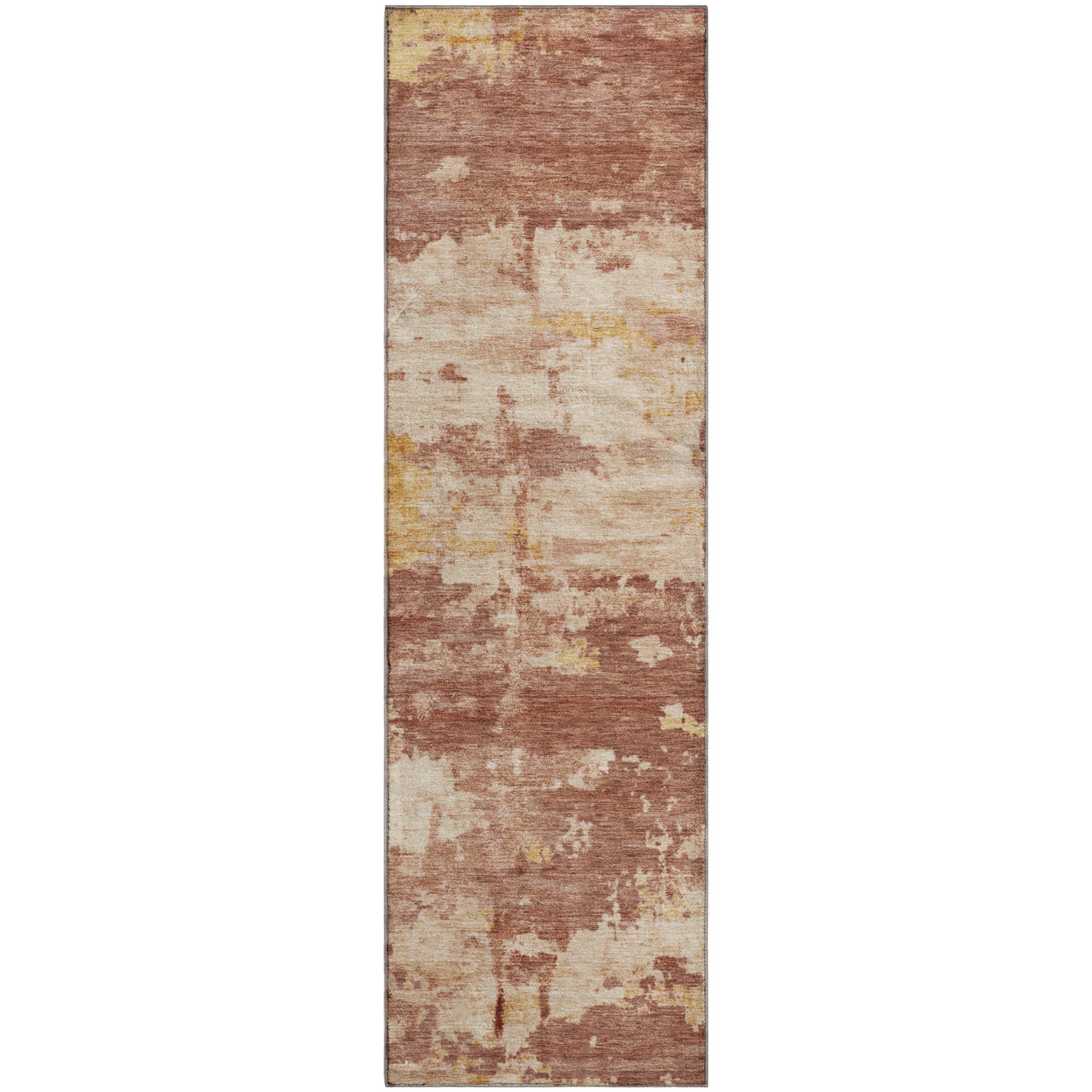 Kyoto Machine Washable Transitional Paprika Orange Rug 2'3" x 7'6" #shape_Runner