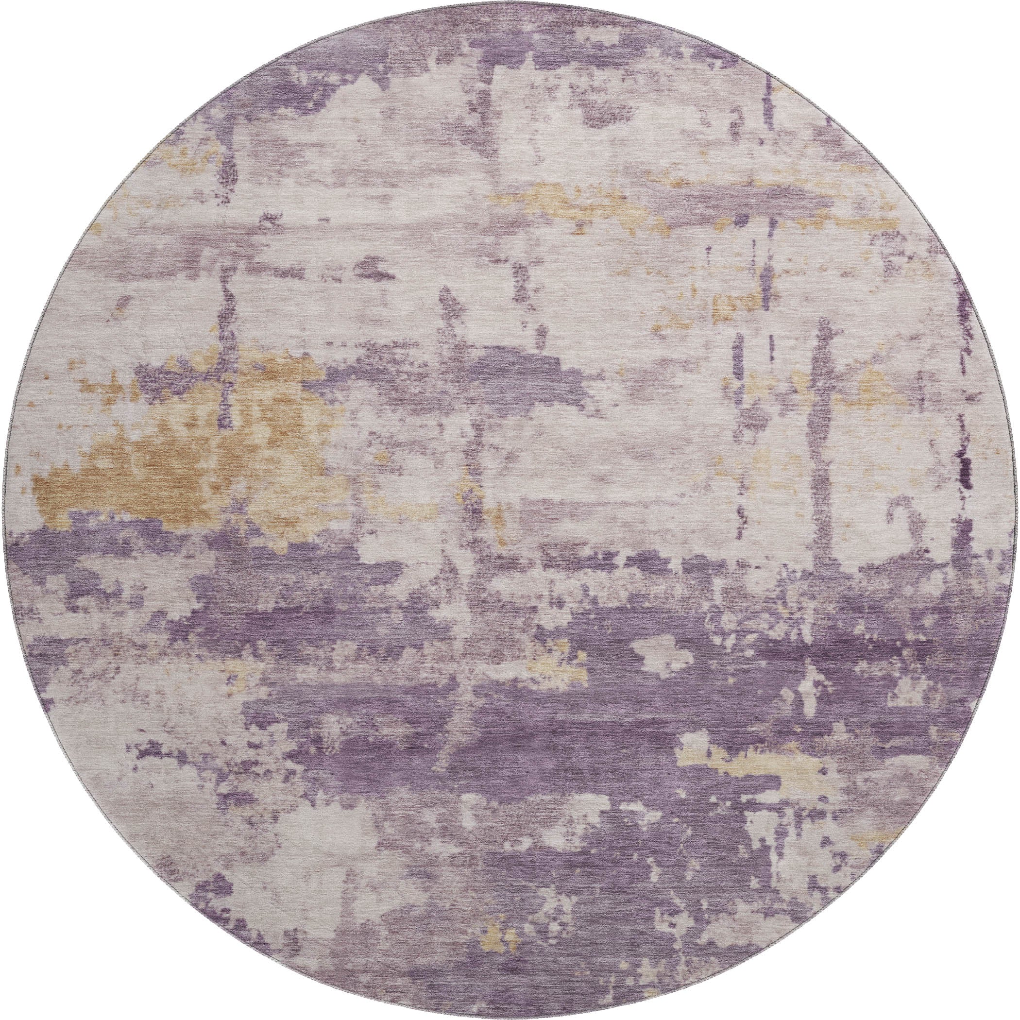 Kyoto Machine Washable Transitional Plum Purple Rug 8' x 8' #shape_Round
