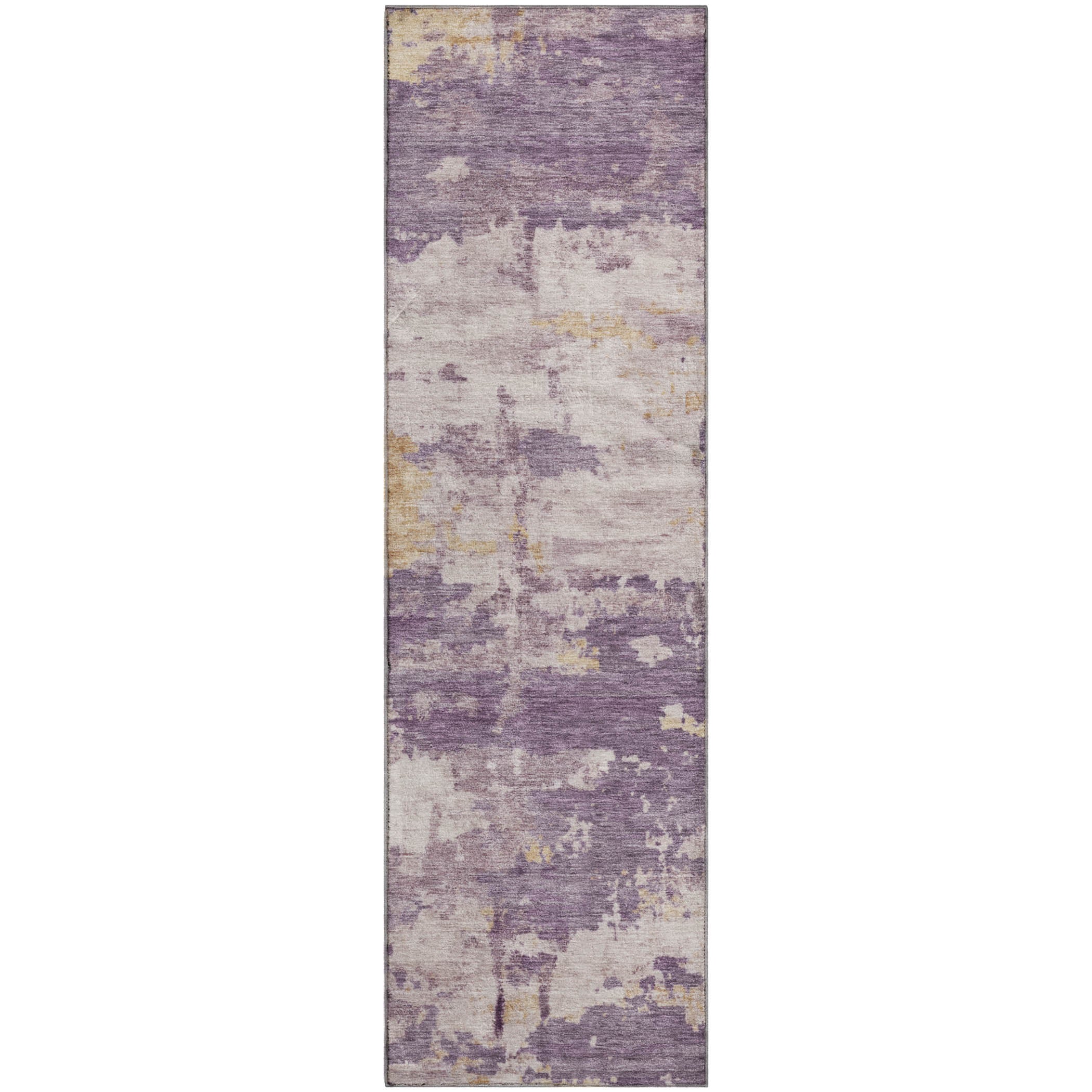 Kyoto Machine Washable Transitional Plum Purple Rug 2'3" x 7'6" #shape_Runner