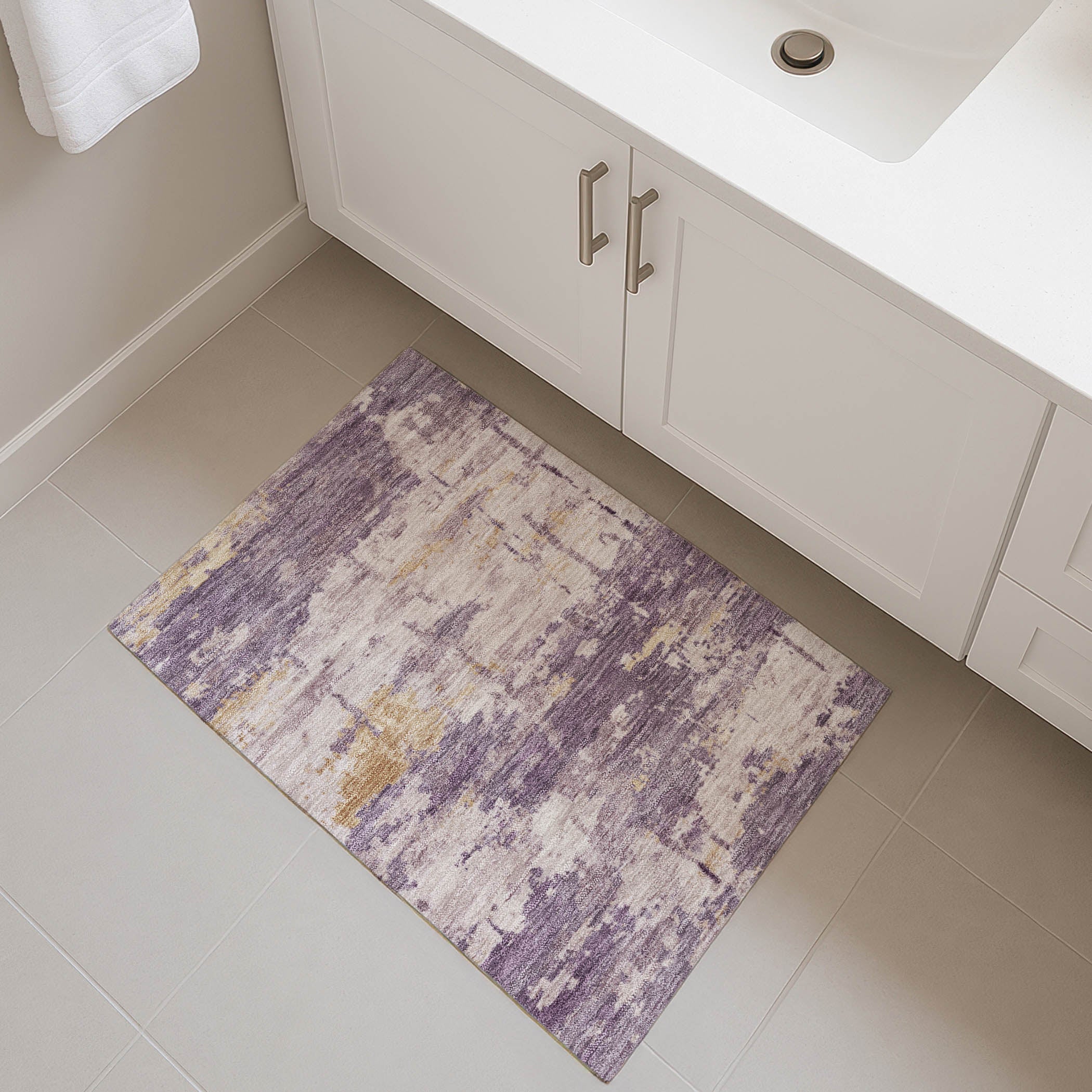 Kyoto Machine Washable Transitional Plum Purple Rug 1'8" x 2'6" #shape_Rectangle