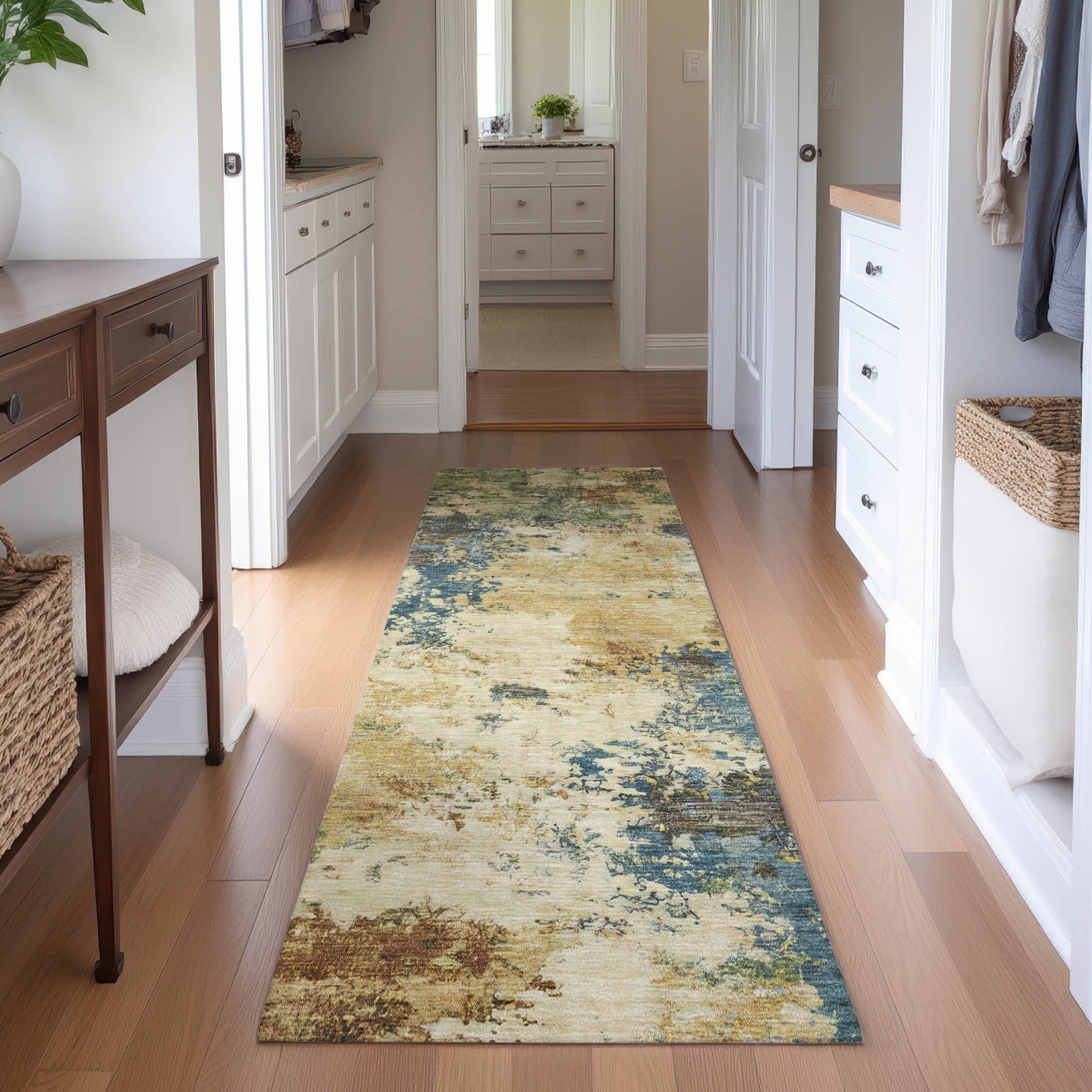 Luang Prabang Machine Washable Transitional Beige Brown Rug 2'3" x 7'6" #shape_Runner
