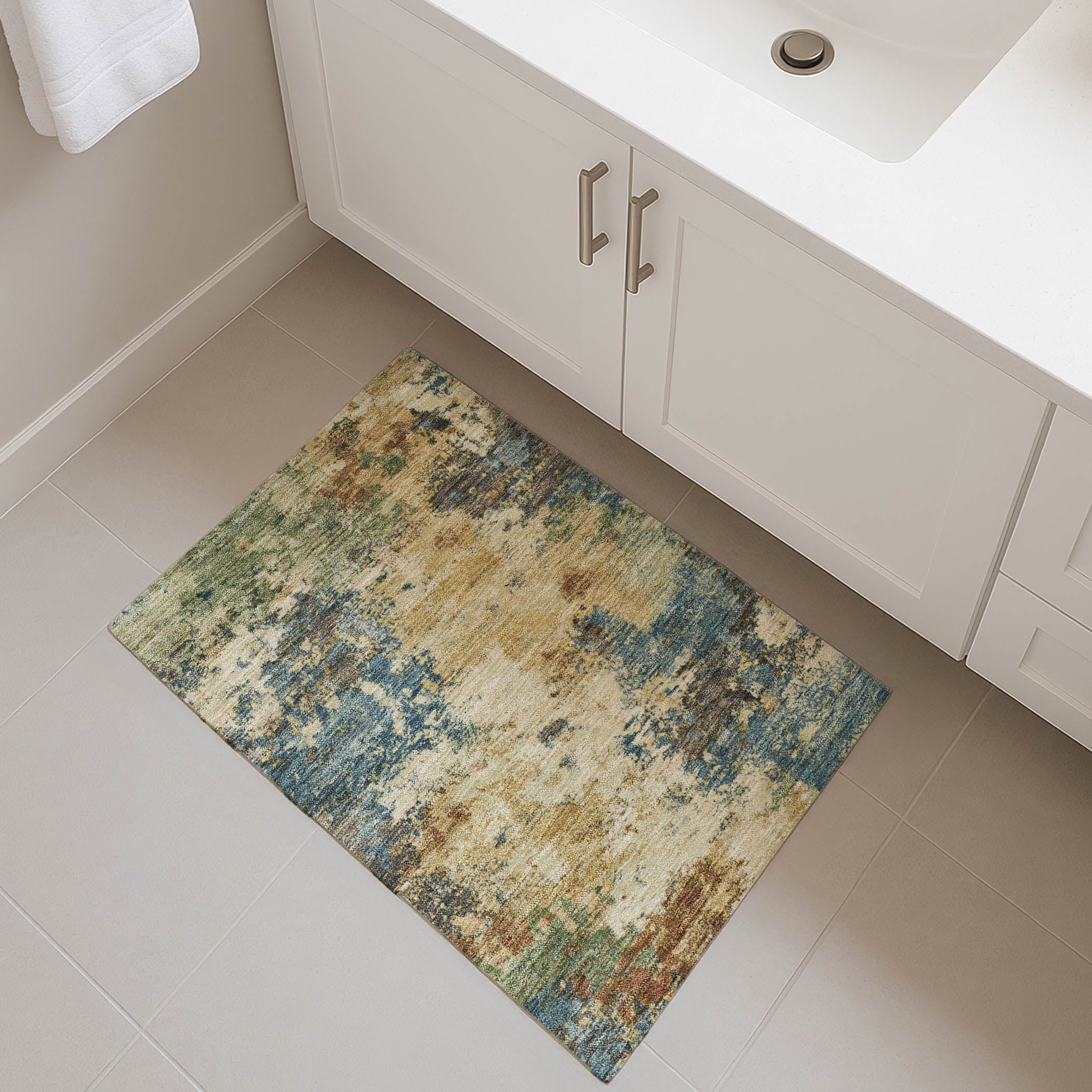Luang Prabang Machine Washable Transitional Beige Brown Rug 1'8" x 2'6" #shape_Rectangle