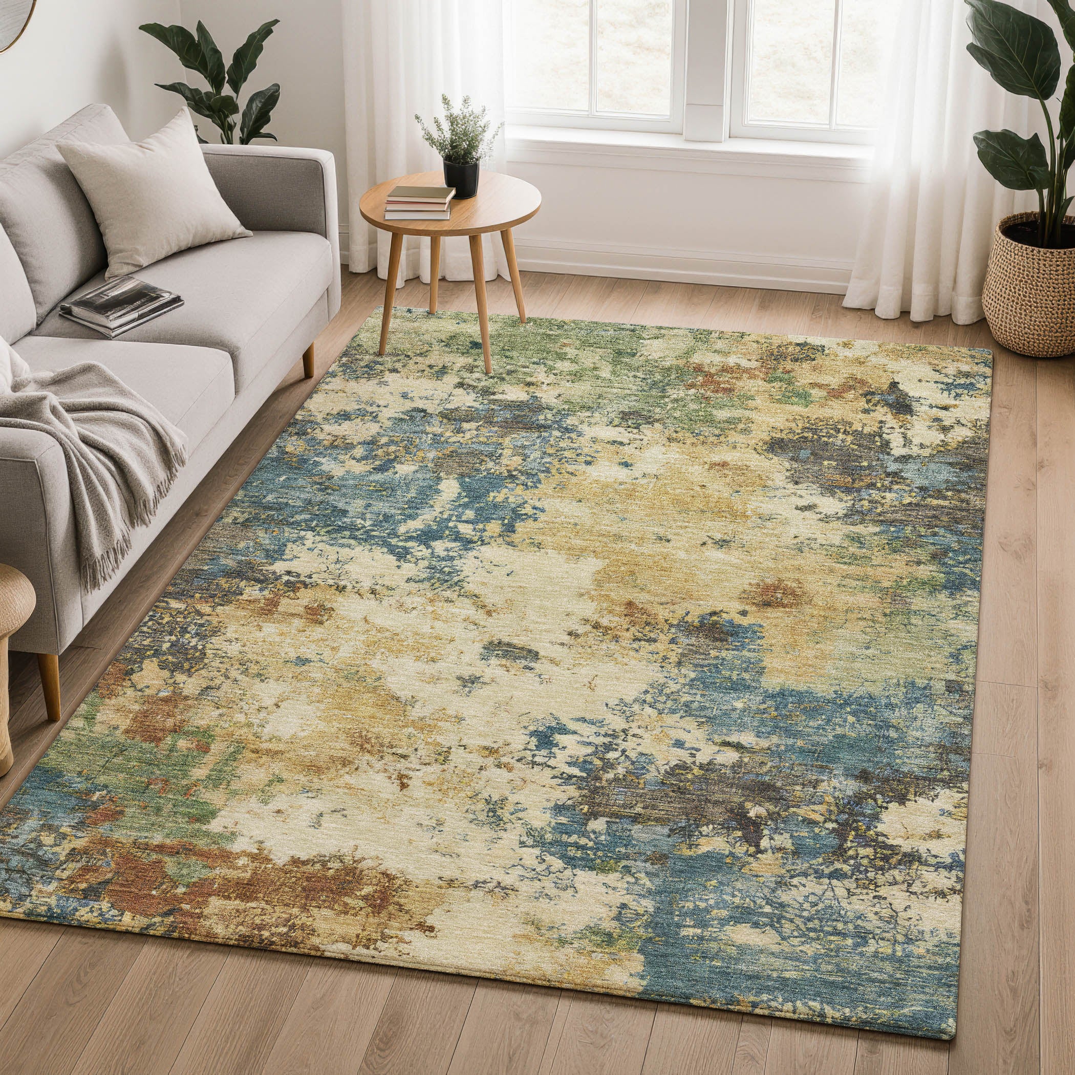 Luang Prabang Machine Washable Transitional Beige Brown Rug 3' x 5' #shape_Rectangle
