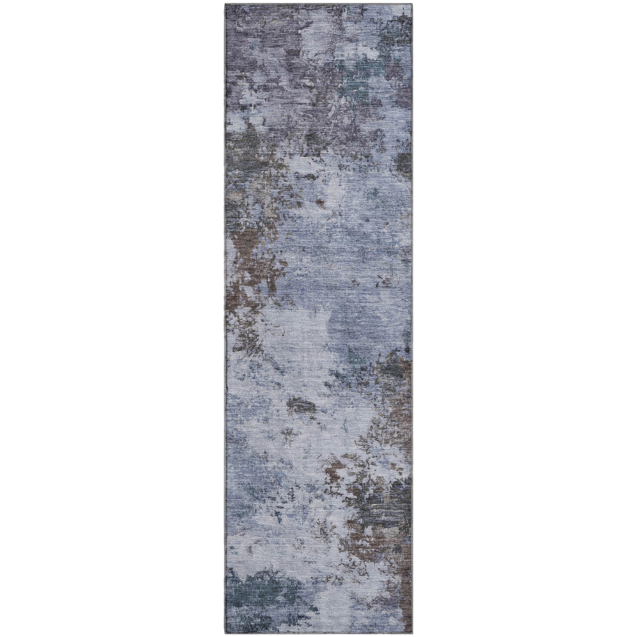Luang Prabang Machine Washable Transitional Blue Rug 2'3" x 7'6" #shape_Runner