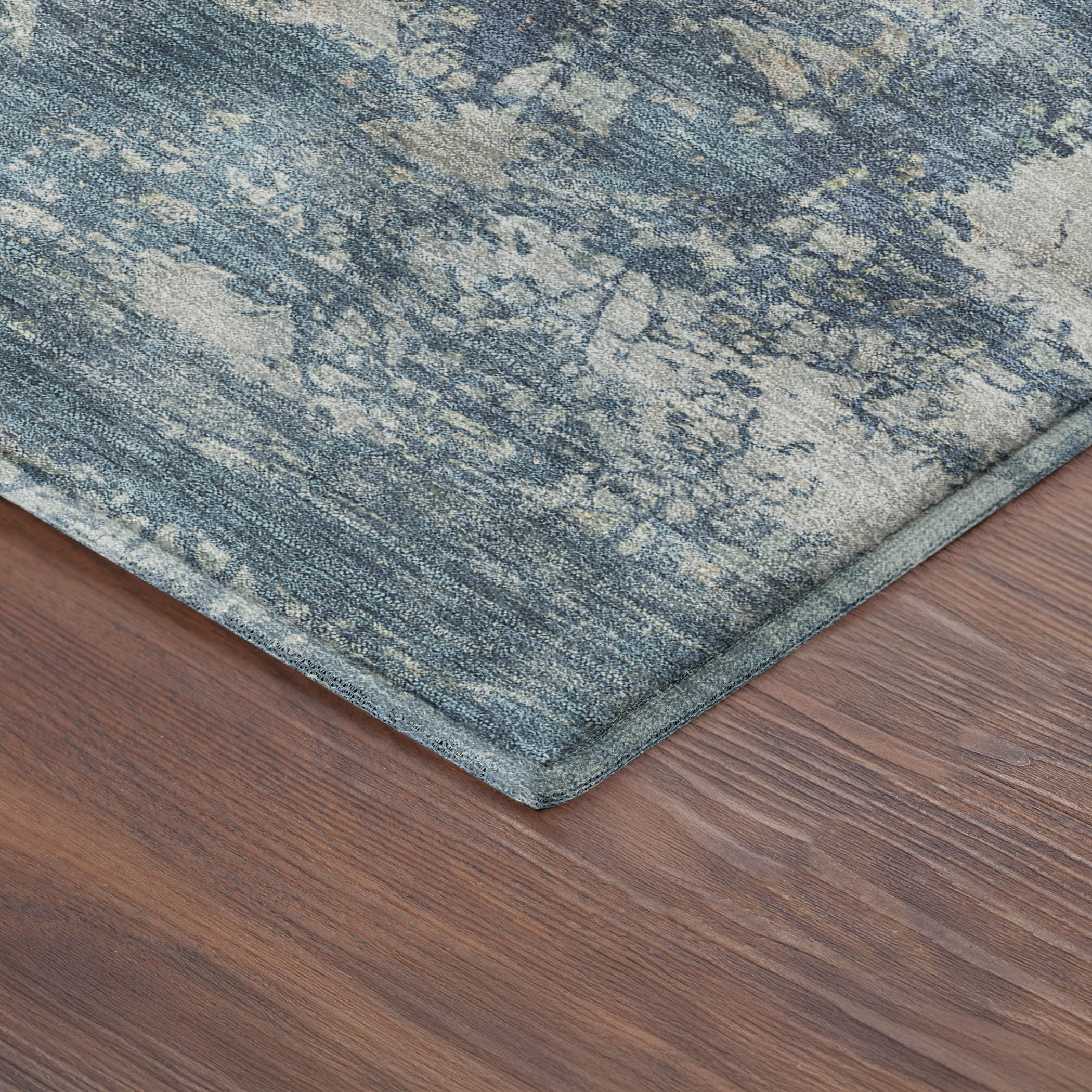 Luang Prabang Machine Washable Transitional Denim Blue Rug 1'8" x 2'6" #shape_Rectangle